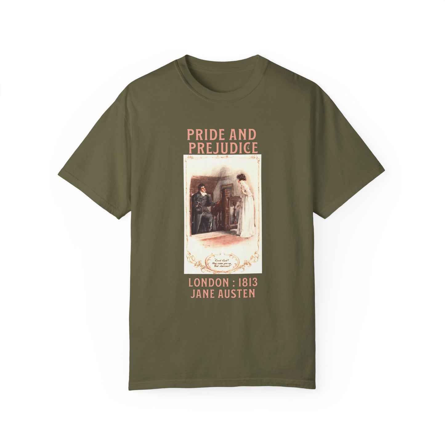 Jane Austen Comfort Colors TShirt, Pride & Prejudice Historical Romance, Bookish Literary Jane Austen Fan Art, Gift for Her Bookclub Tee T-Shirt Printify Sage S