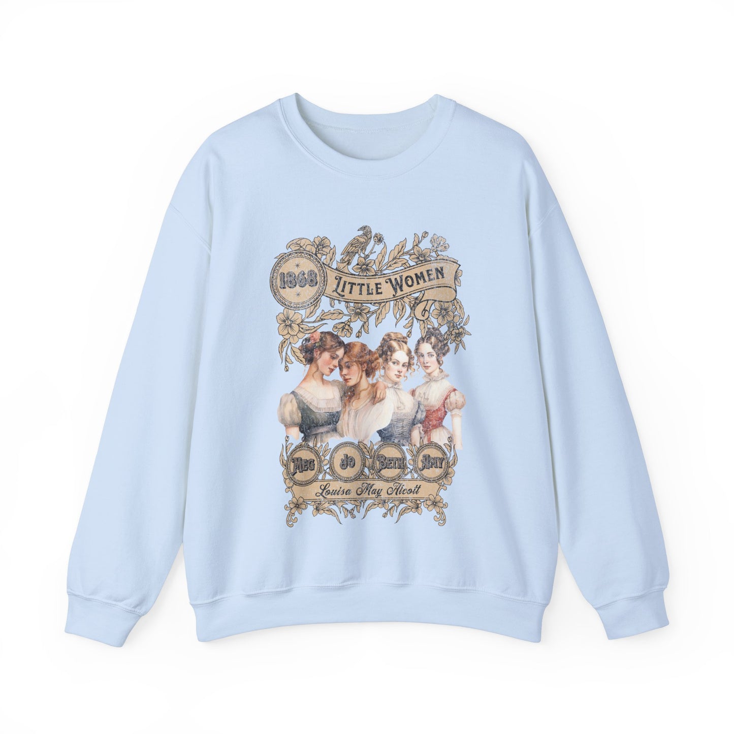Little Women Sweatshirt, Louisa May Alcott Historical Romance Sweater, Bookish Literary Fan Art Gift, Gift for Her, Bookclub Crewneck Shirt Sweatshirt Printify S Light Blue