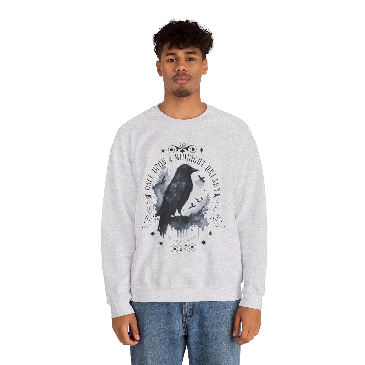 Edgar Allan Poe, The Raven Sweatshirt, Poet, Poetry Lover Sweater, Book Lover, Haunting Gothic Gift, Light, Dark Academia, Horror Movie Top Sweatshirt Printify