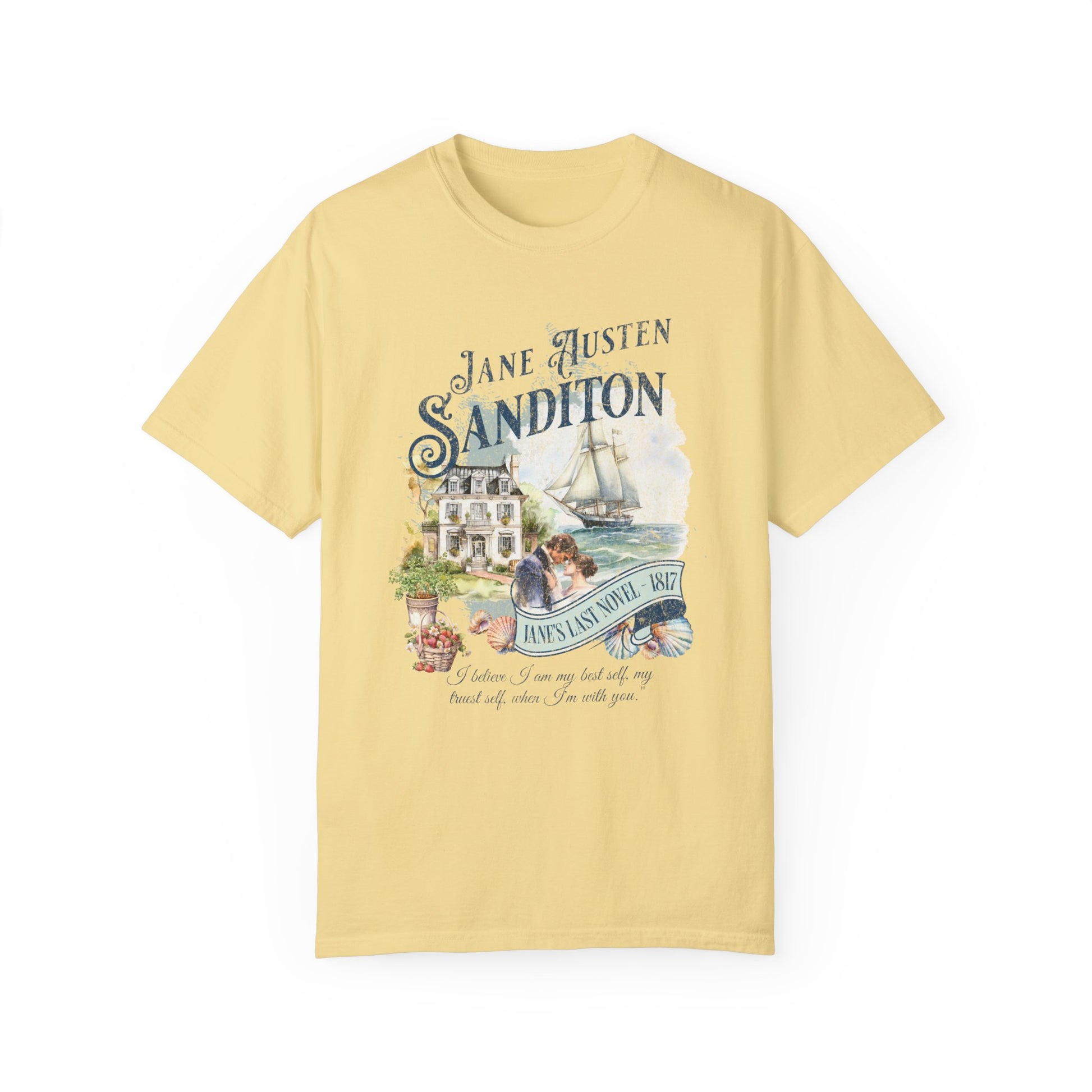 Sanditon Jane Austen Fan T-Shirt Historical Romance Reader Gift T-Shirt Printify Butter S