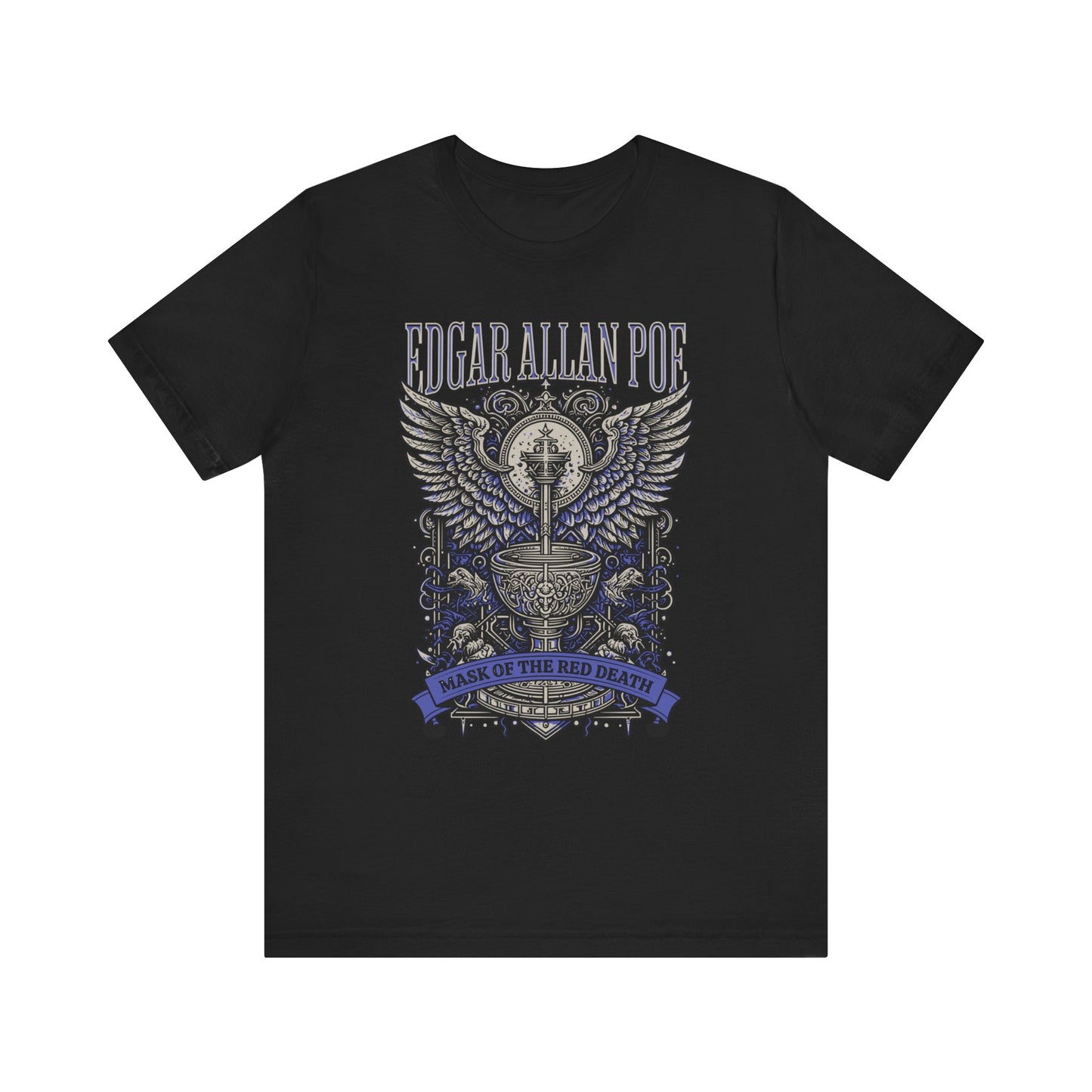 Edgar Allan Poe, Mask Of The Red Death T-Shirt, Book Lover Tee, Haunting Gothic Gift, Light, Dark Academia, Literary Poetry Bookclub Shirt T-Shirt Printify Black S