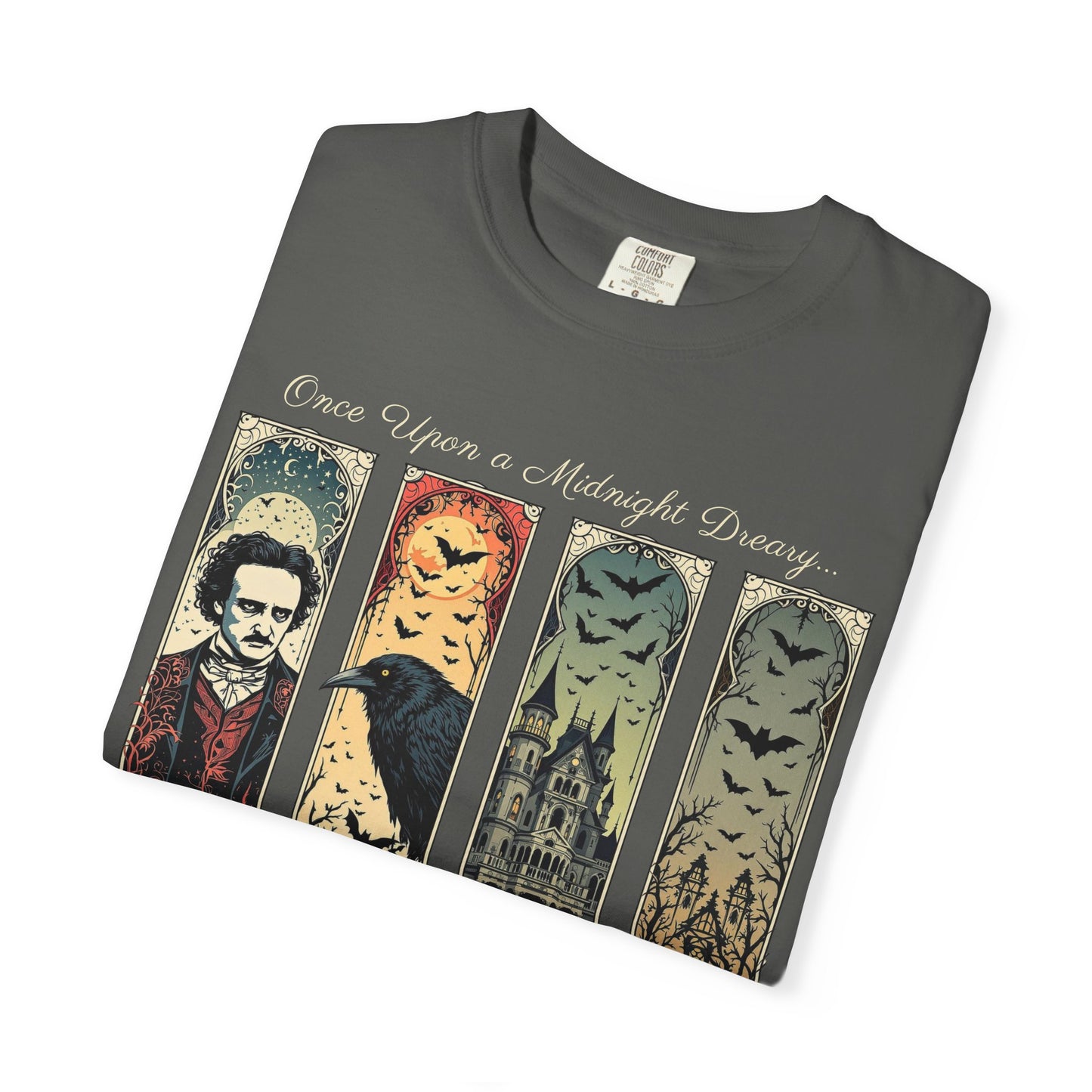 Edgar Allan Poe T-Shirt Gothic Graphic Tee The Raven Nevermore Quote Horror Literature Shirt Dark Academia Aesthetic Halloween Party Gift