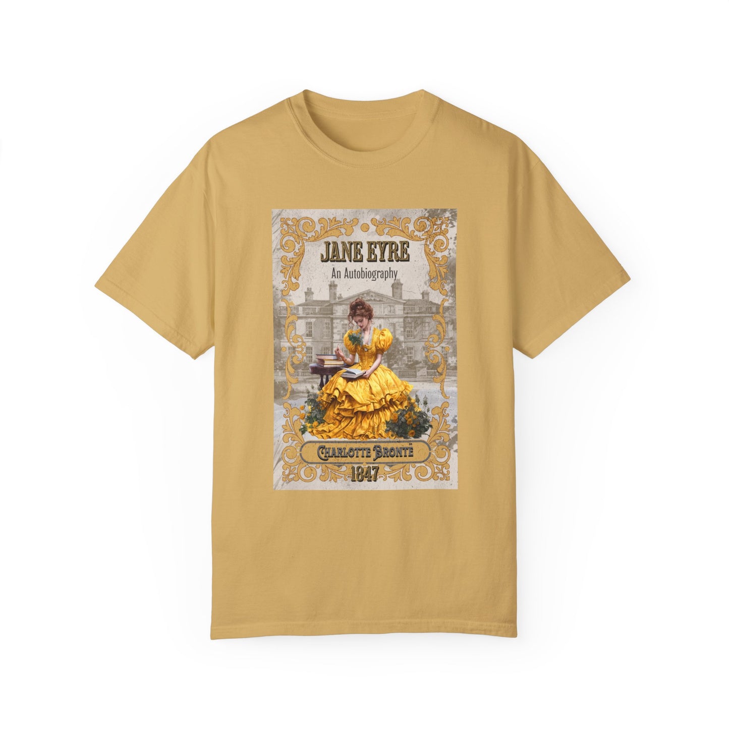 Jane Eyre T-shirt, Charlotte Brontë Historical Romance Comfort Colors Tee, Bookish Literary Brontë Sisters Fan Art Gift for Her, Bookclub T-Shirt Printify Mustard S