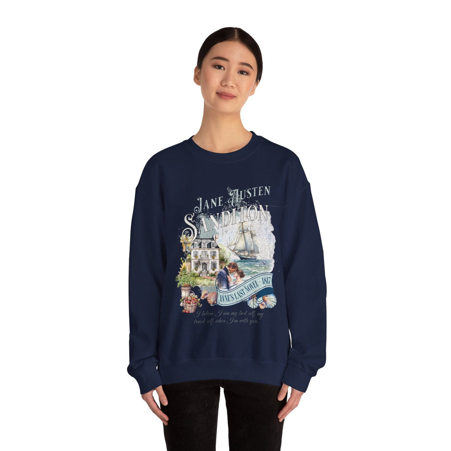 Jane Austen Sweatshirt, Sanditon Historical Romance, Bookish Literary Gift, Jane Austen Fan Art Shirt, Gift for Her, Gift for Readers, Sweatshirt Printify