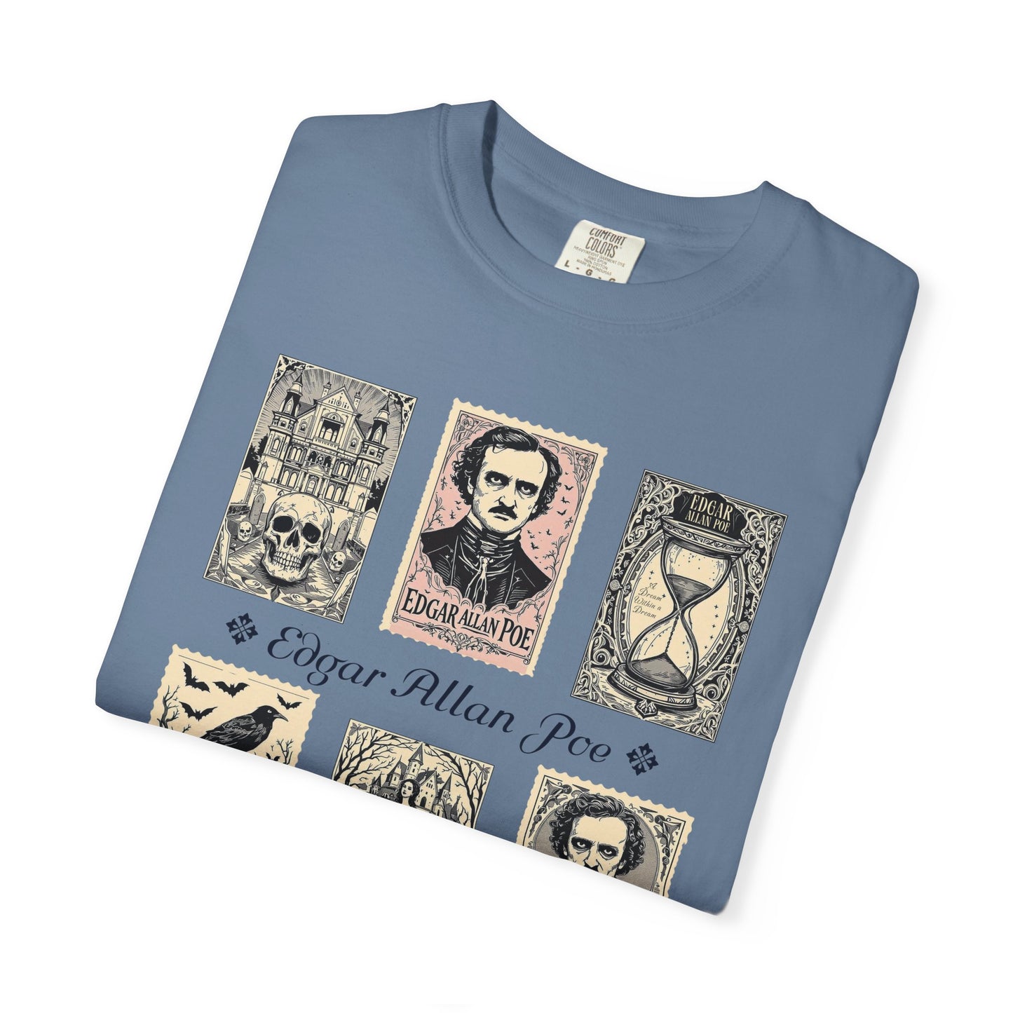Edgar Allan Poe T-Shirt Gothic Graphic Tee The Raven Nevermore Quote Horror Literature Shirt Dark Academia Aesthetic Halloween Party Gift