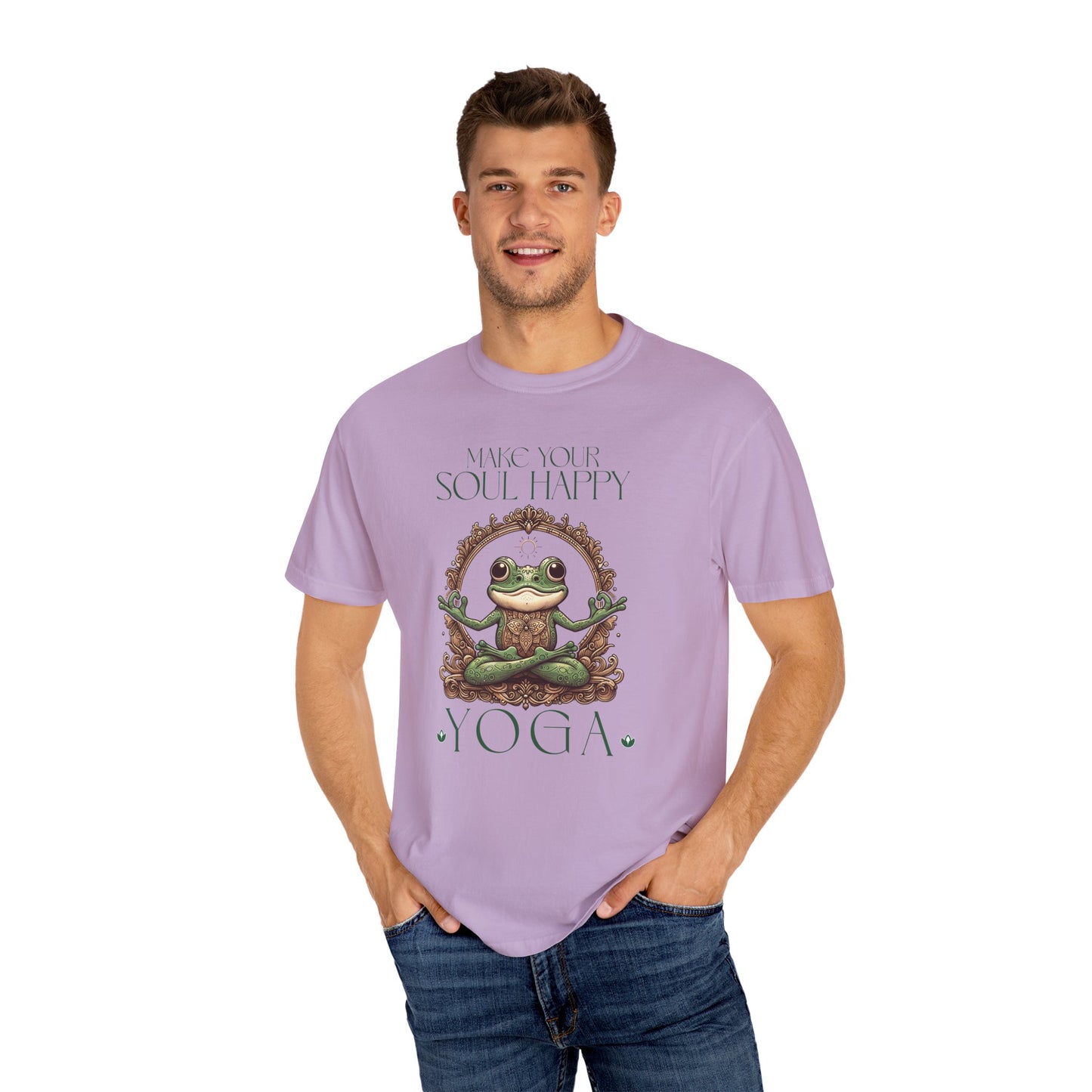 Green Yoga Frog Make Your Soul Happy Unisex T-Shirt, Casual Wear, Highlander Fan Gift,
