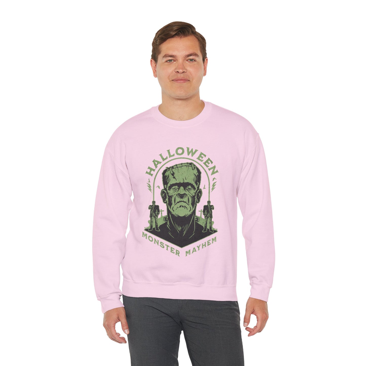 Vintage Halloween Frankenstein Monster Graphic Sweatshirt, Creepy Spooky Book Lover Gift, Horror Movie, Fall Festival Party Sweater. Sweatshirt Printify