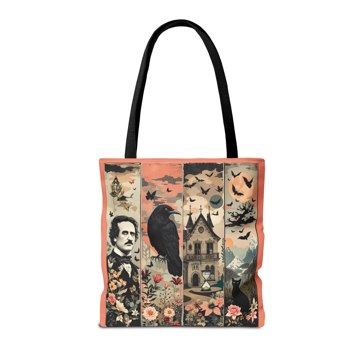 Edgar Allan Poe Tote Bag Gothic Literary Gift for Book Lover Dark Academia Macabre Accessory Halloween Tote Fall School Bag for Poetember Bags Printify