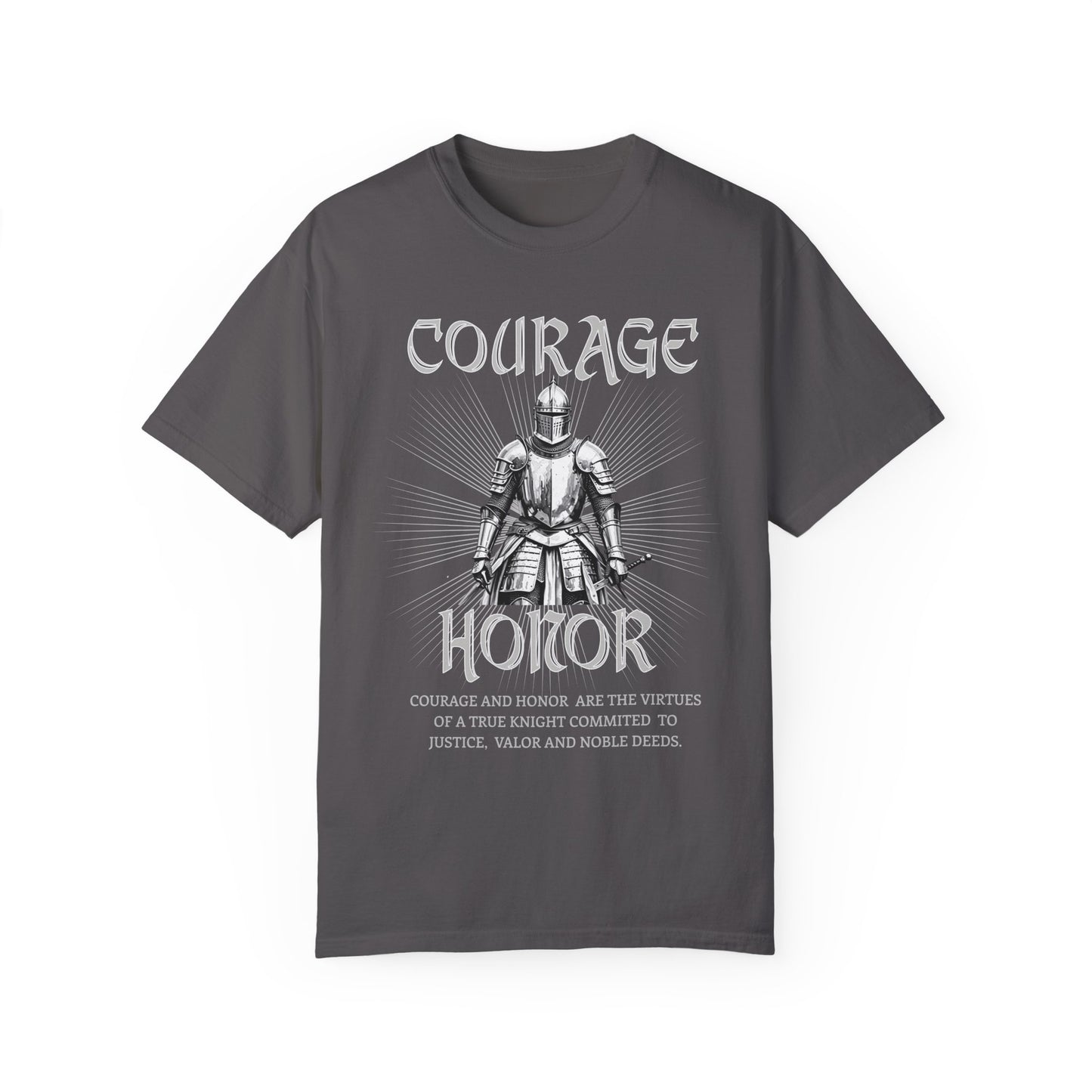 Medieval Knight Courage and Honor T-shirt Renfaire Renaissance Fair Comfortable Festival Tee Perfect Gift for History Lovers Ren-faire Gift T-Shirt Printify Graphite S