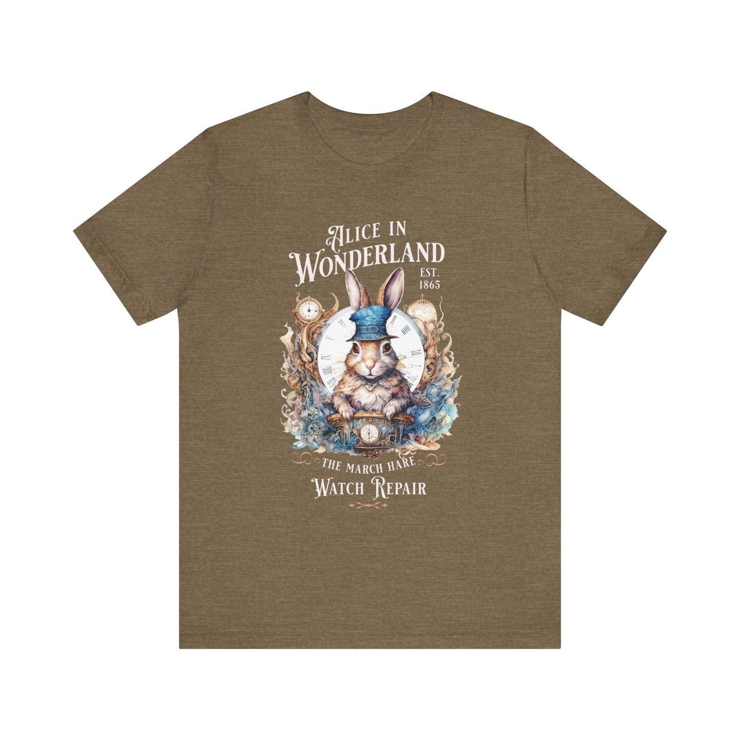 3001 Unisex Jersey Short Sleeve Tee Alice in Wonderland T-Shirt Printify Heather Olive S