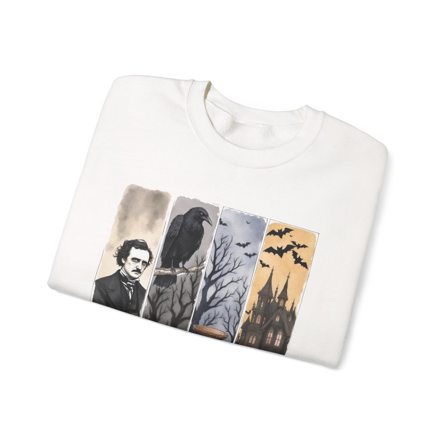 Edgar Allan Poe Sweatshirt The Raven Nevermore Gothic Horror Sweater Dark Academia Macabre Halloween Gift for Book Lovers Birthday Christmas Sweatshirt Printify