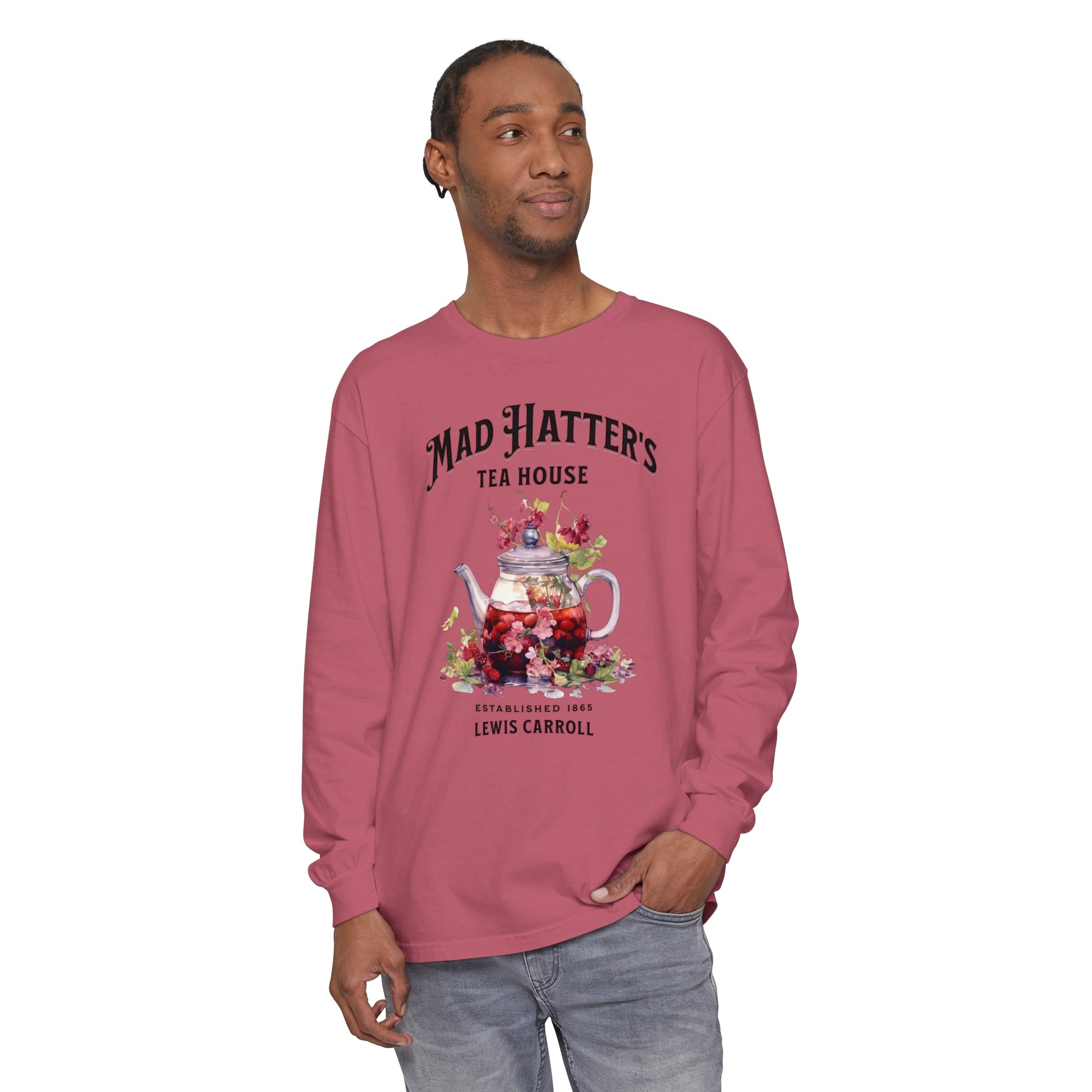 Mad Hatter's Tea Long Sleeve Shirt Alice In Wonderland Lewis Carroll Whimsigoth Academia TShirt Mad Hatter Tea Party Tee Bookish Booktok Long-sleeve Printify