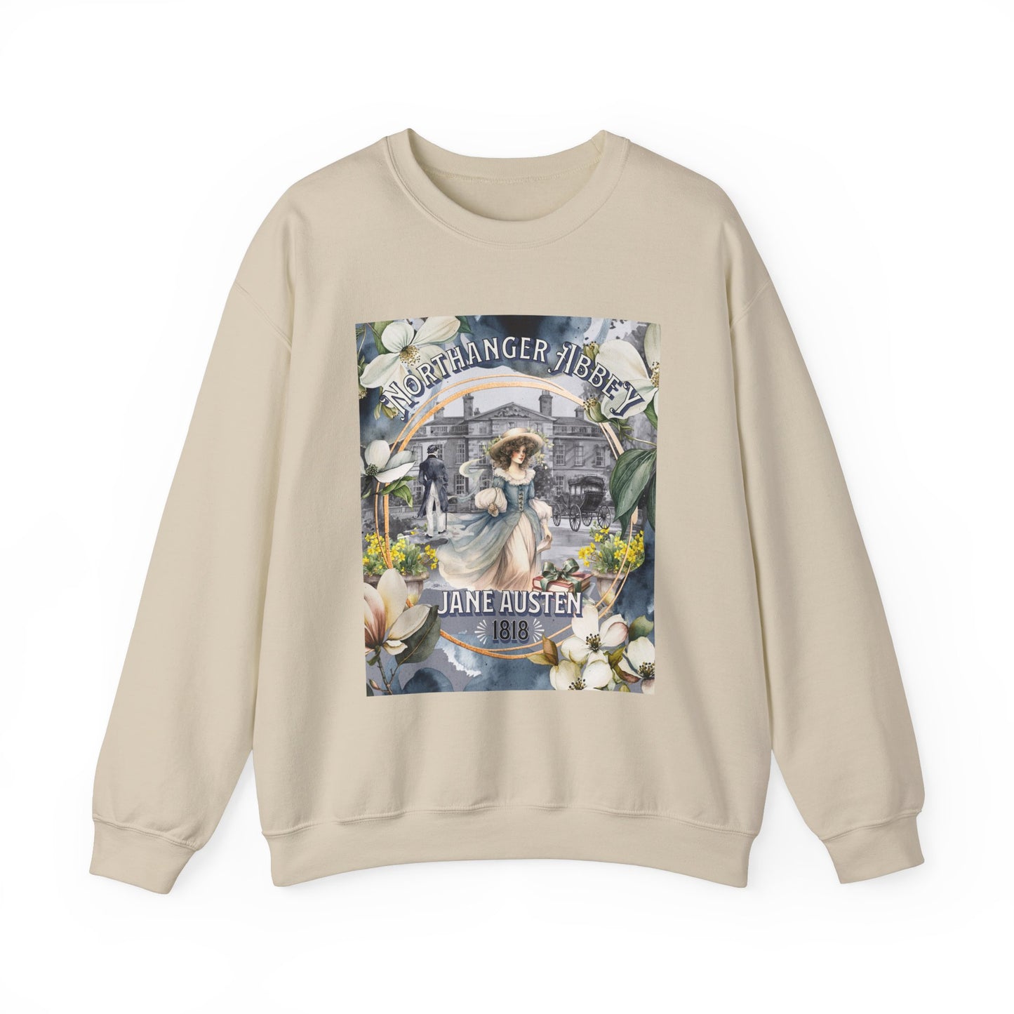 Jane Austen Sweatshirt, Northanger Abbey Historical Romance Sweater, Bookish Literary Jane Austen Fan Art Gift, Gift for Her, Bookclub Shirt Sweatshirt Printify S Sand