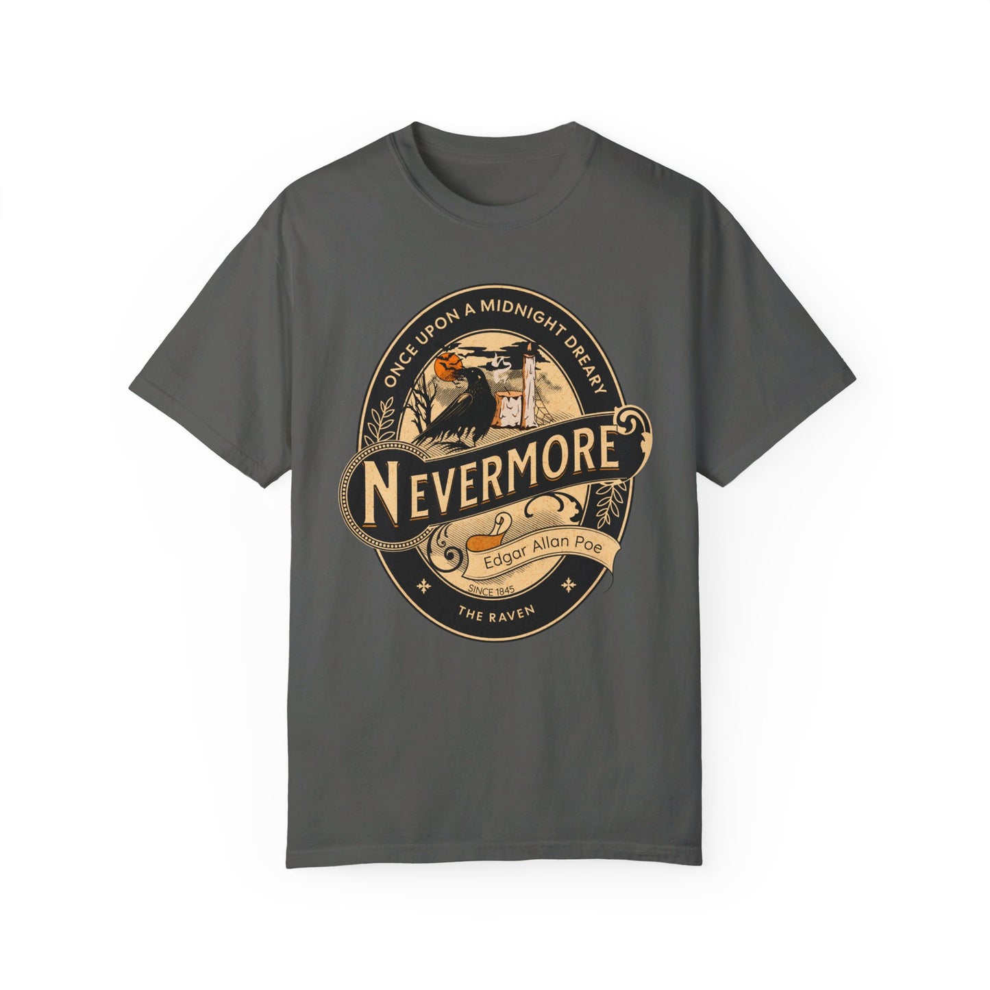 Edgar Allan Poe Shirt, Nevermore The Raven Tee, Book Lover Shirt, Halloween, Gothic, Goblincore Gift, Light Academia, Comfort Colours TShirt T-Shirt Printify Pepper S