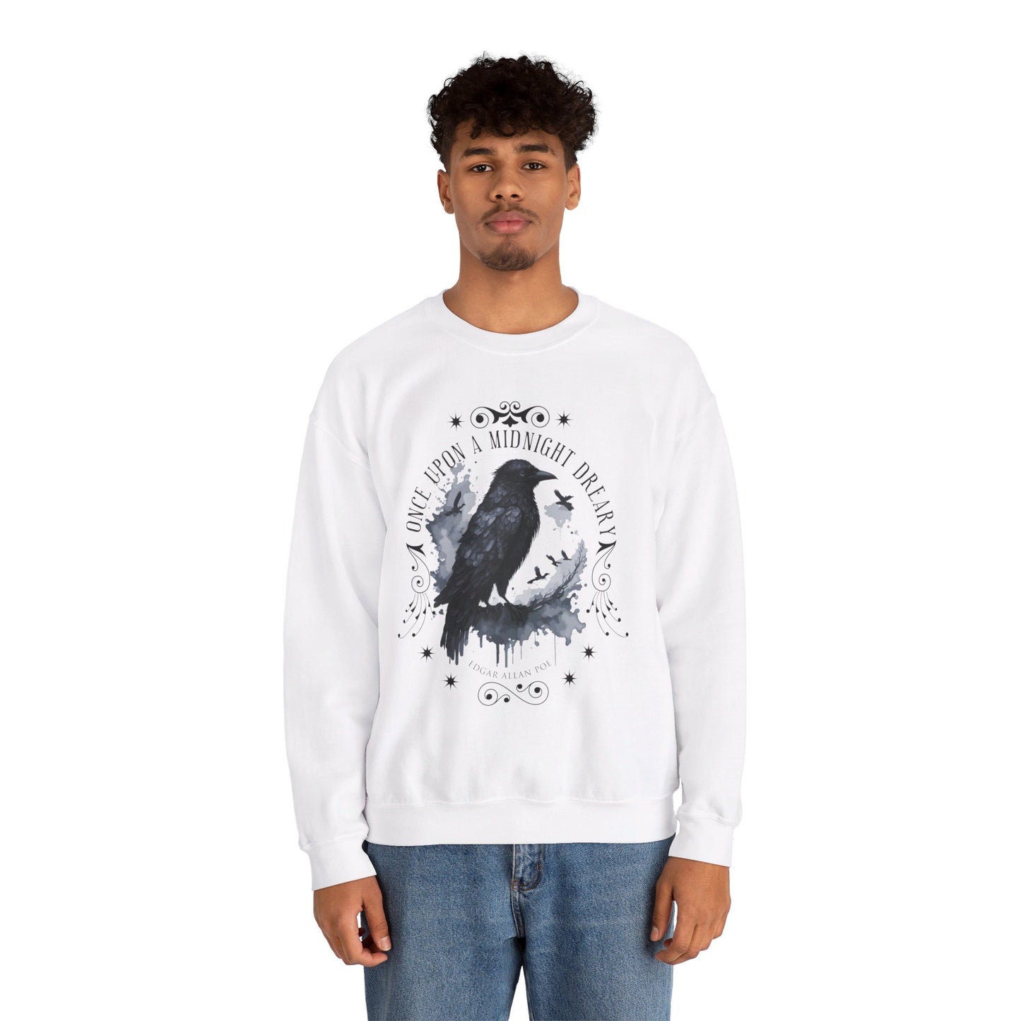 Edgar Allan Poe, The Raven Sweatshirt, Poet, Poetry Lover Sweater, Book Lover, Haunting Gothic Gift, Light, Dark Academia, Horror Movie Top Sweatshirt Printify