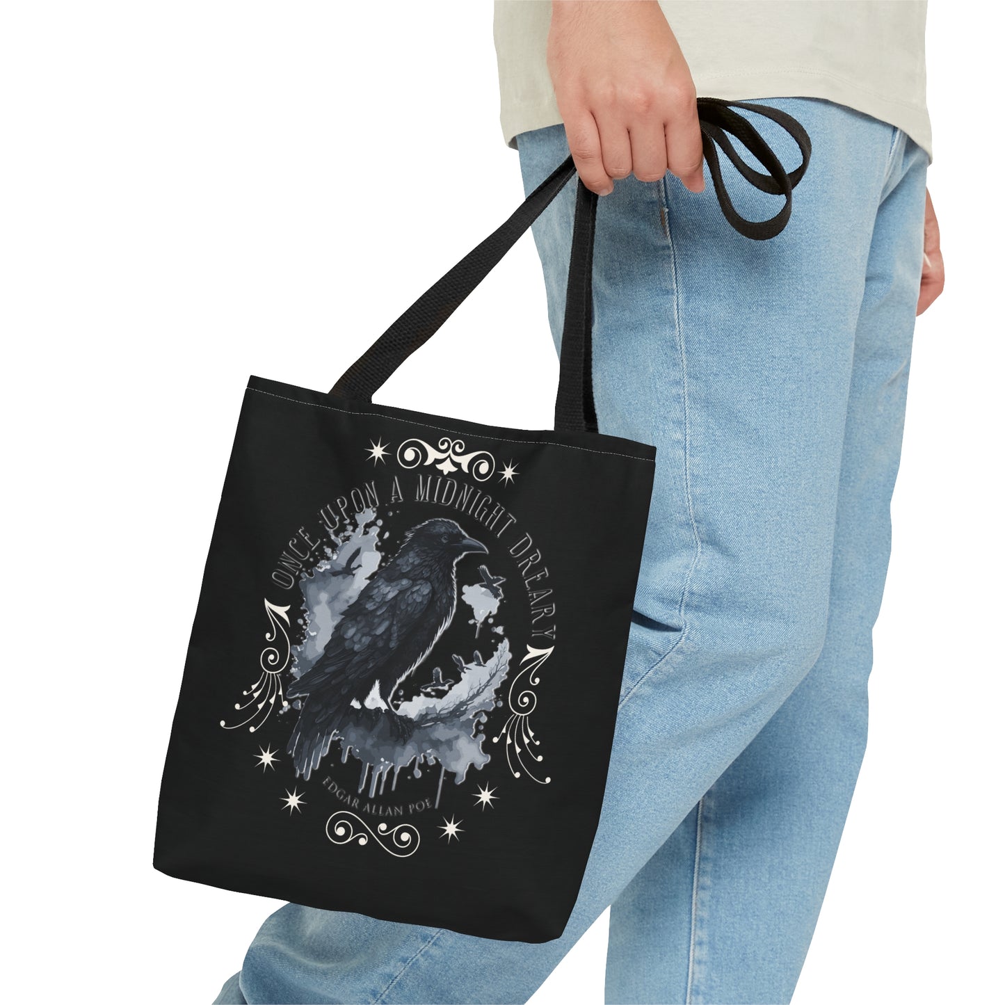 Edgar Allan Poe Tote Bag, The Raven Vintage Poetry Lover Shoulder Bag, Dark Academia, Literary, Bookish, Bookclub Gift, Fall Autumn Gift Bags Printify