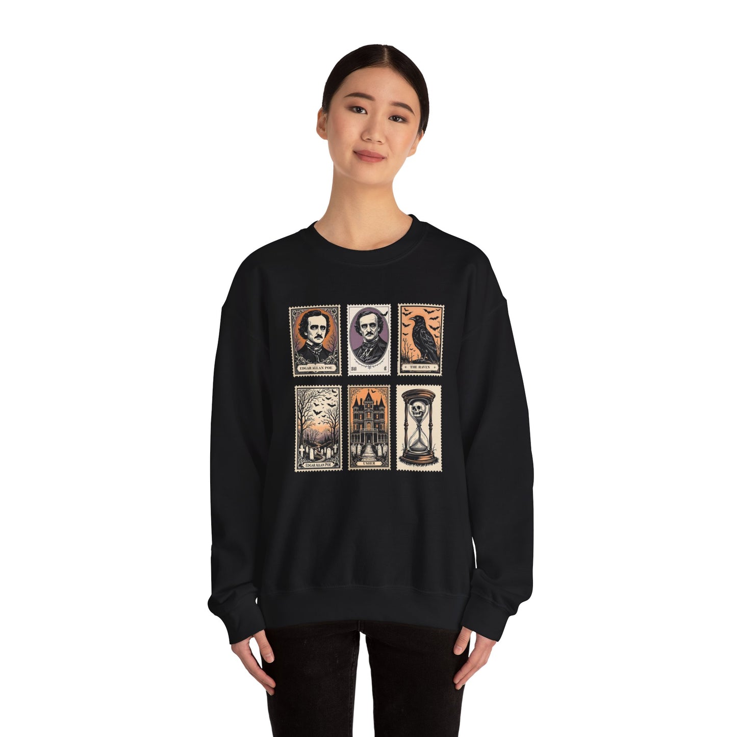 Edgar Allan Poe Sweatshirt The Raven Nevermore Gothic Horror Sweater Dark Academia Macabre Halloween Gift for Book Lovers Birthday Christmas Sweatshirt Printify