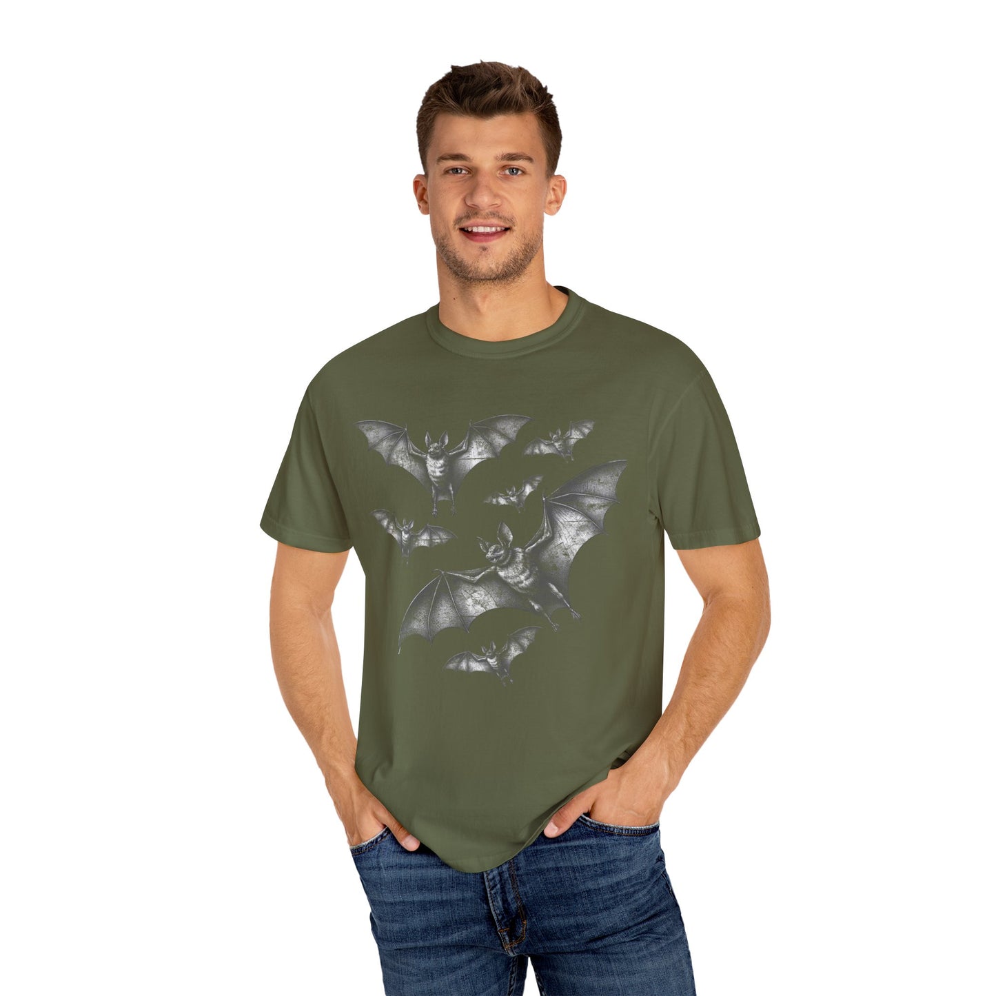 Bat Retro Goth TShirt Vintage Grunge Style Bat Shirt For Halloween Party Spooky Vibes Witchy Dark Academia Comfort Colors Oversized Shirt T-Shirt Printify Hemp S