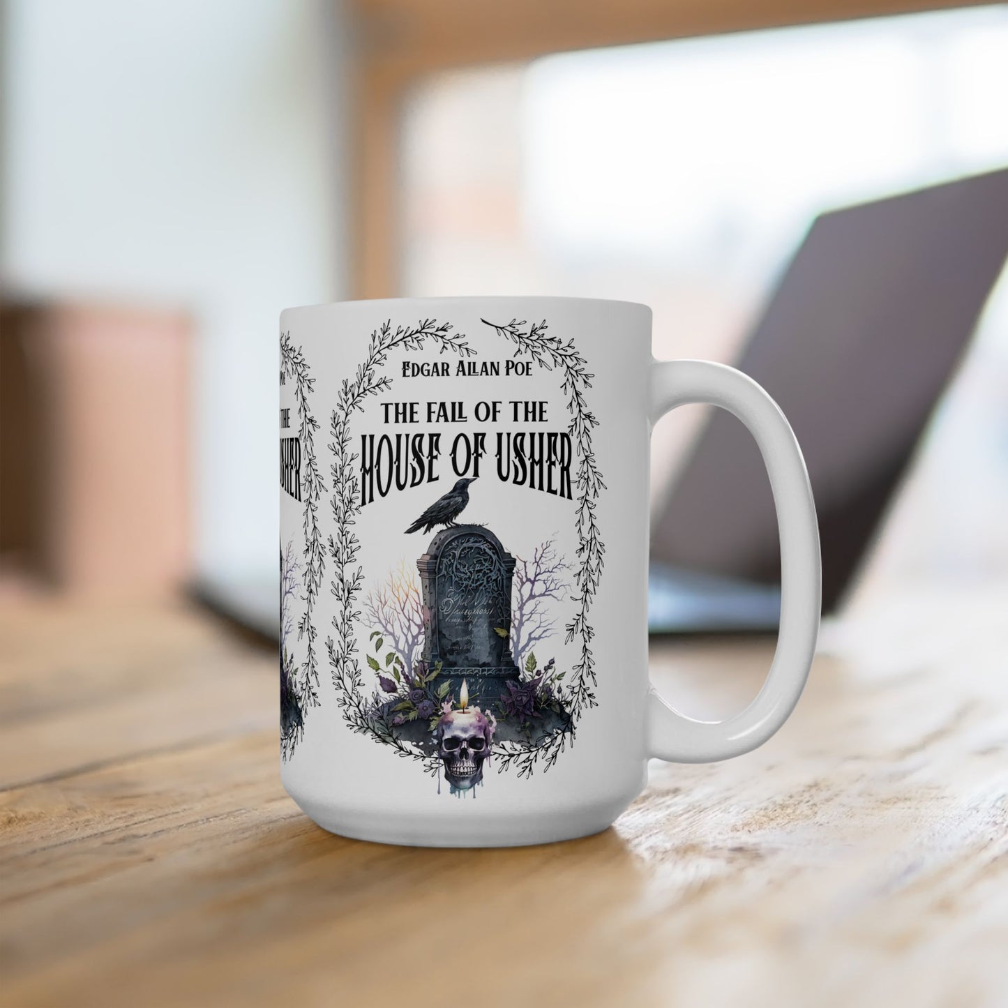 Edgar Allan Poe Coffee Mug, The Raven, The Fall Of The House of Usher Coffee, Tea Mug, Goth Haunting Horror Movie Books Gift Dark Academia, Mug Printify