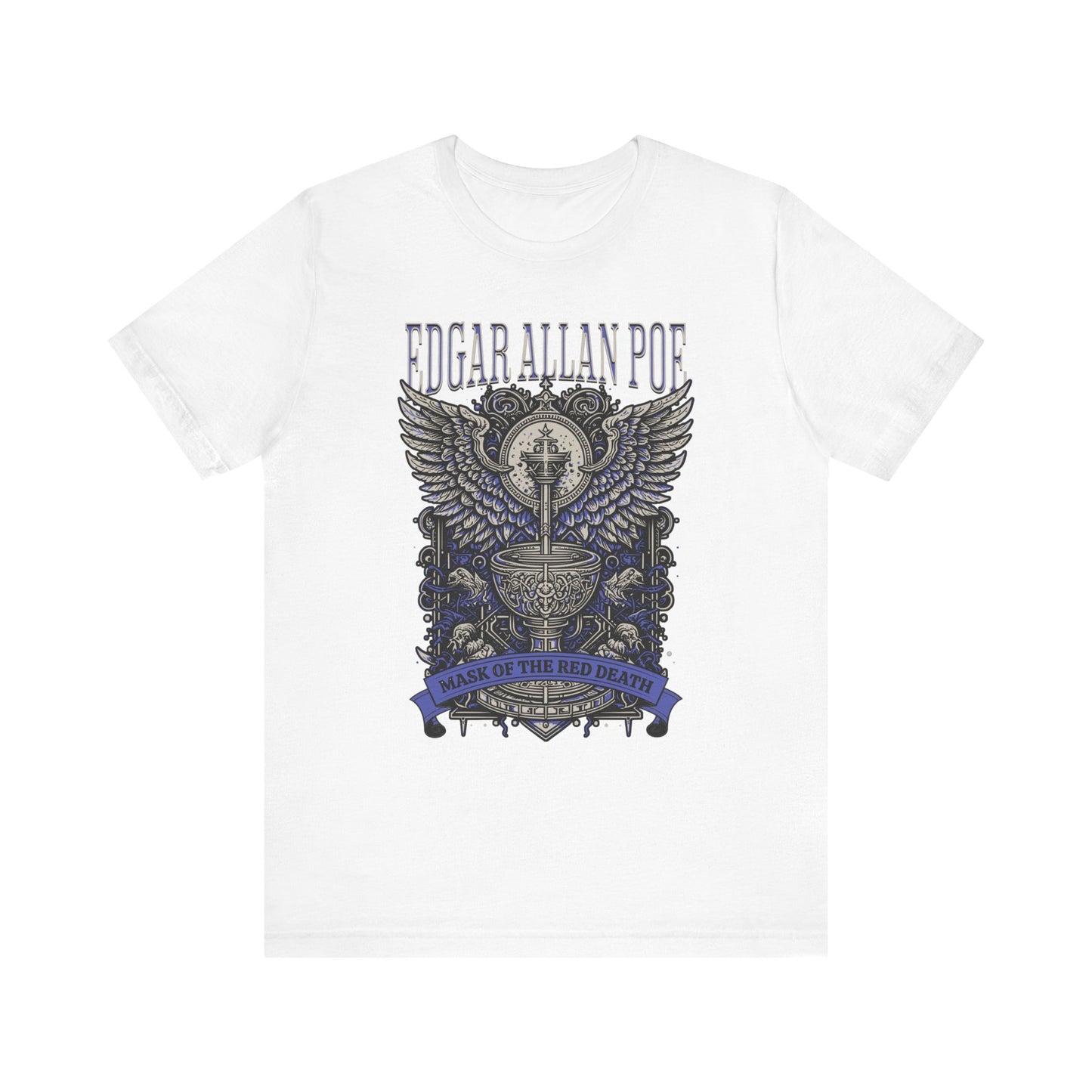 Edgar Allan Poe, Mask Of The Red Death T-Shirt, Book Lover Tee, Haunting Gothic Gift, Light, Dark Academia, Literary Poetry Bookclub Shirt T-Shirt Printify White S