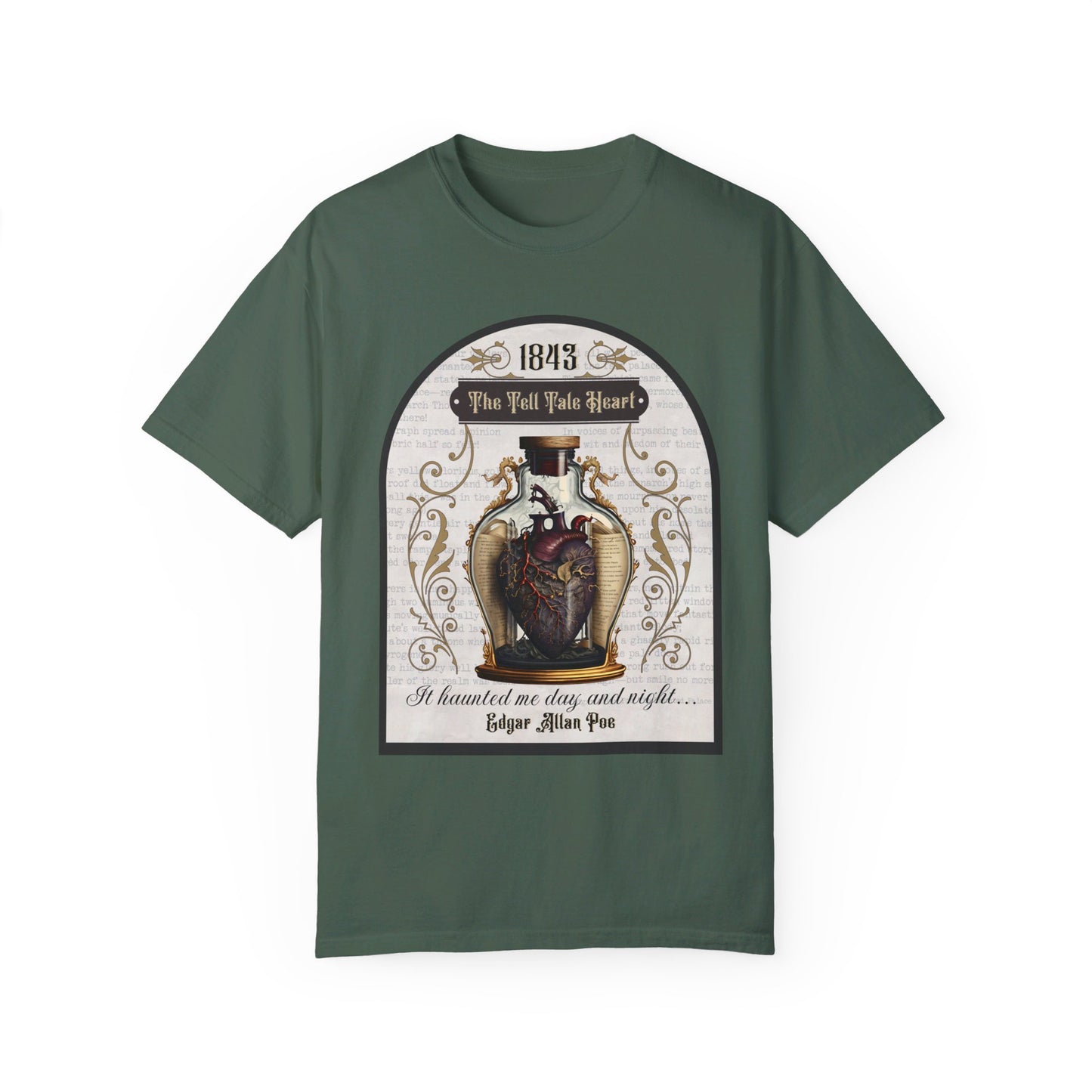 Edgar Allan Poe Shirt, The Tell Tale Heart Tee, Book, Reading Lover Shirt, Halloween, Gothic, Light Academia Gifts, Comfort Colours TShirt T-Shirt Printify Blue Spruce S