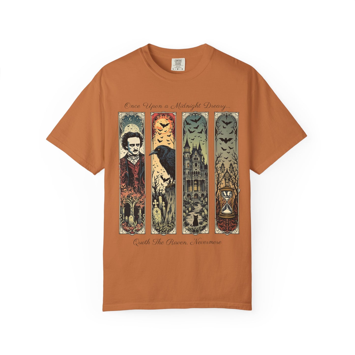 Edgar Allan Poe T-Shirt Gothic Graphic Tee The Raven Nevermore Quote Horror Literature Shirt Dark Academia Aesthetic Halloween Party Gift T-Shirt Printify Yam S