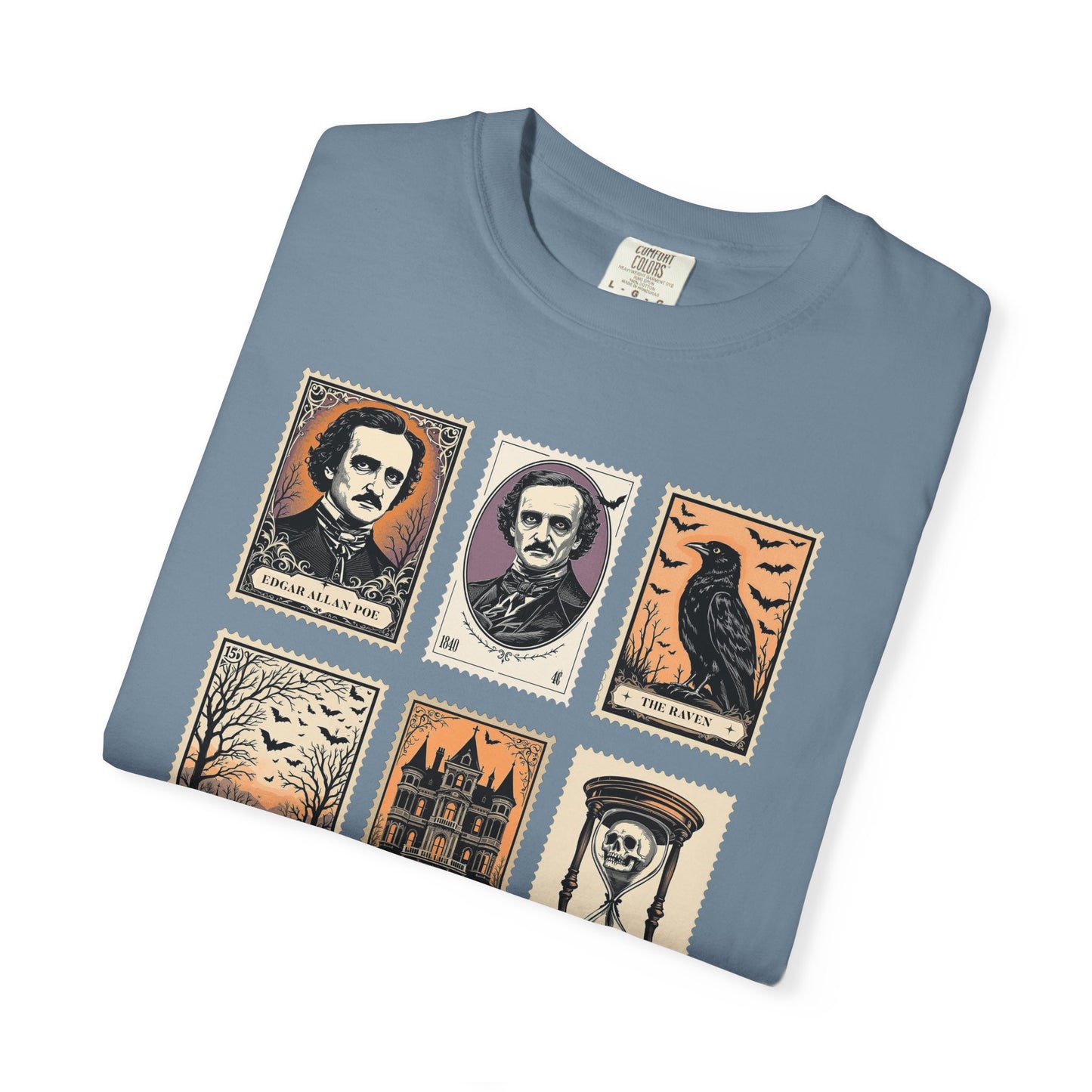 Edgar Allan Poe T-Shirt Gothic Graphic Tee The Raven Nevermore Quote Horror Literature Shirt Dark Academia Aesthetic Halloween Party Gift