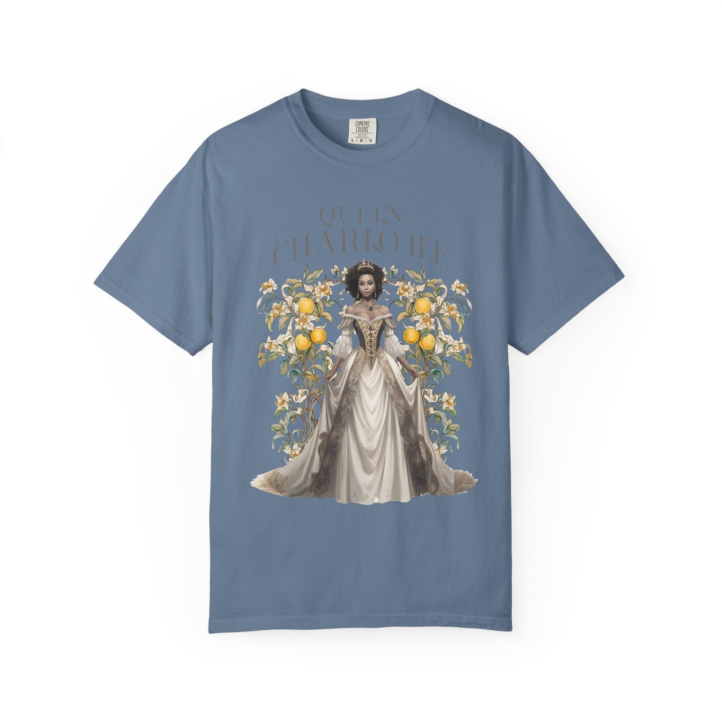 Queen Charlotte T-Shirt Literary Regency Period Tee Historical Drama Series Watching Spilling The Tea Theme Gift for Her Birthday Christmas T-Shirt Printify Blue Jean S