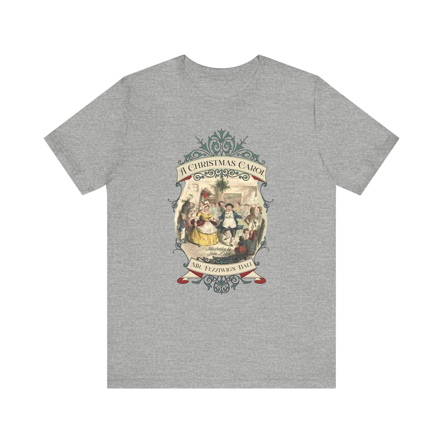 A Christmas Carol TShirt, Vintage Charles Dickens Victorian, Scrooge Fezziwig's Ball, Holiday Tradition X-Mas Movie T-shirt Bookish Christmas T-Shirt Printify Athletic Heather XS