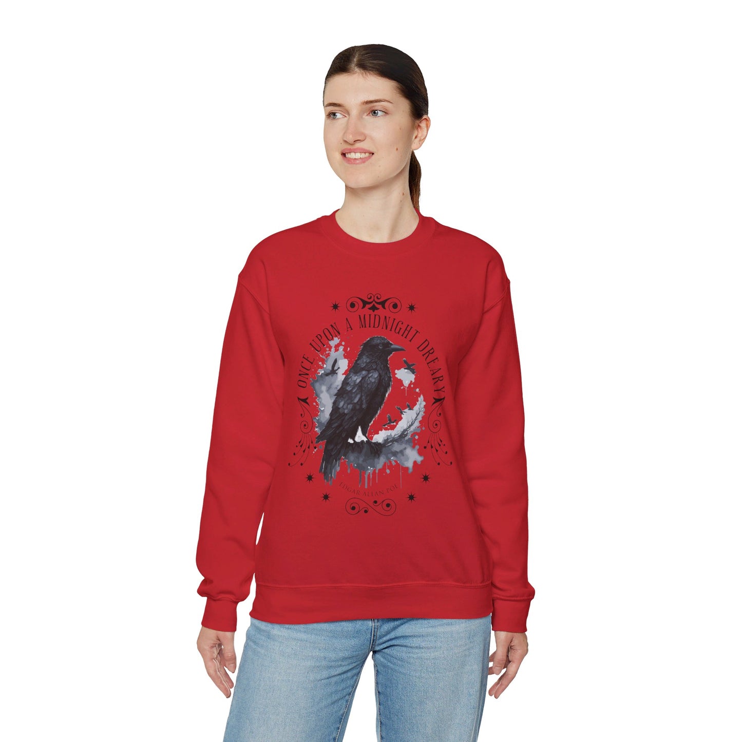 Edgar Allan Poe, The Raven Sweatshirt, Poet, Poetry Lover Sweater, Book Lover, Haunting Gothic Gift, Light, Dark Academia, Horror Movie Top Sweatshirt Printify