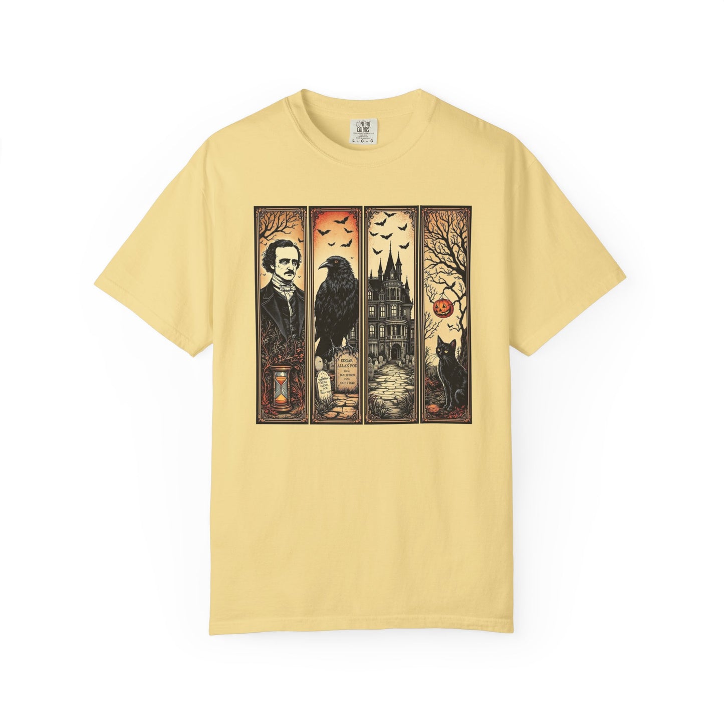 Edgar Allan Poe T-Shirt Gothic Graphic Tee The Raven Nevermore Quote Horror Literature Shirt Dark Academia Aesthetic Halloween Party Gift T-Shirt Printify Butter S