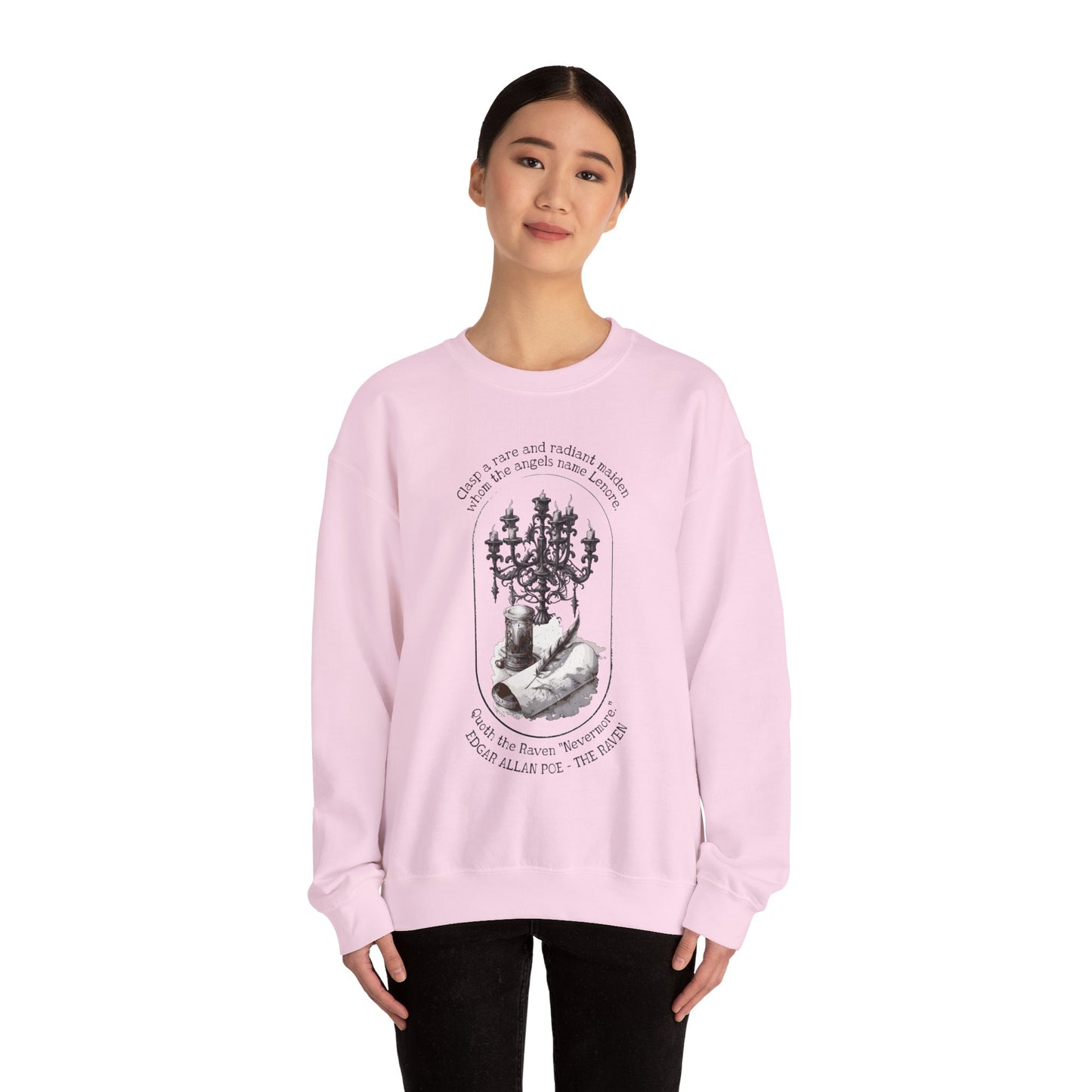 Edgar Allan Poe, Nevermore The Raven Sweatshirt, Book Lover, Halloween, Haunting Gothic Gift, Light, Dark Academia, Horror Movie Sweater Sweatshirt Printify