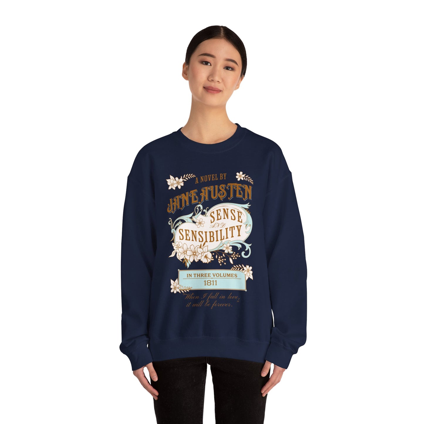 Jane Austen Sweatshirt, Sense & Sensibility Historical Romance Sweater, Bookish Literary Jane Austen Fan Art Gift, Gift for Her, Readers, Sweatshirt Printify