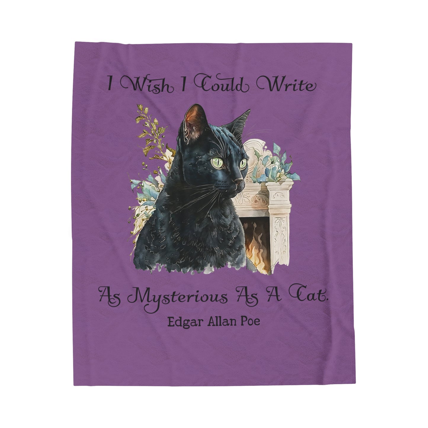 Edgar Allan Poe, The Black Cat Throw Blanket, Soft Book Lover Reading Blanket, Gothic Dark Academia, Horror Movie Watching Plush, Fairycore All Over Prints Printify 50" × 60"