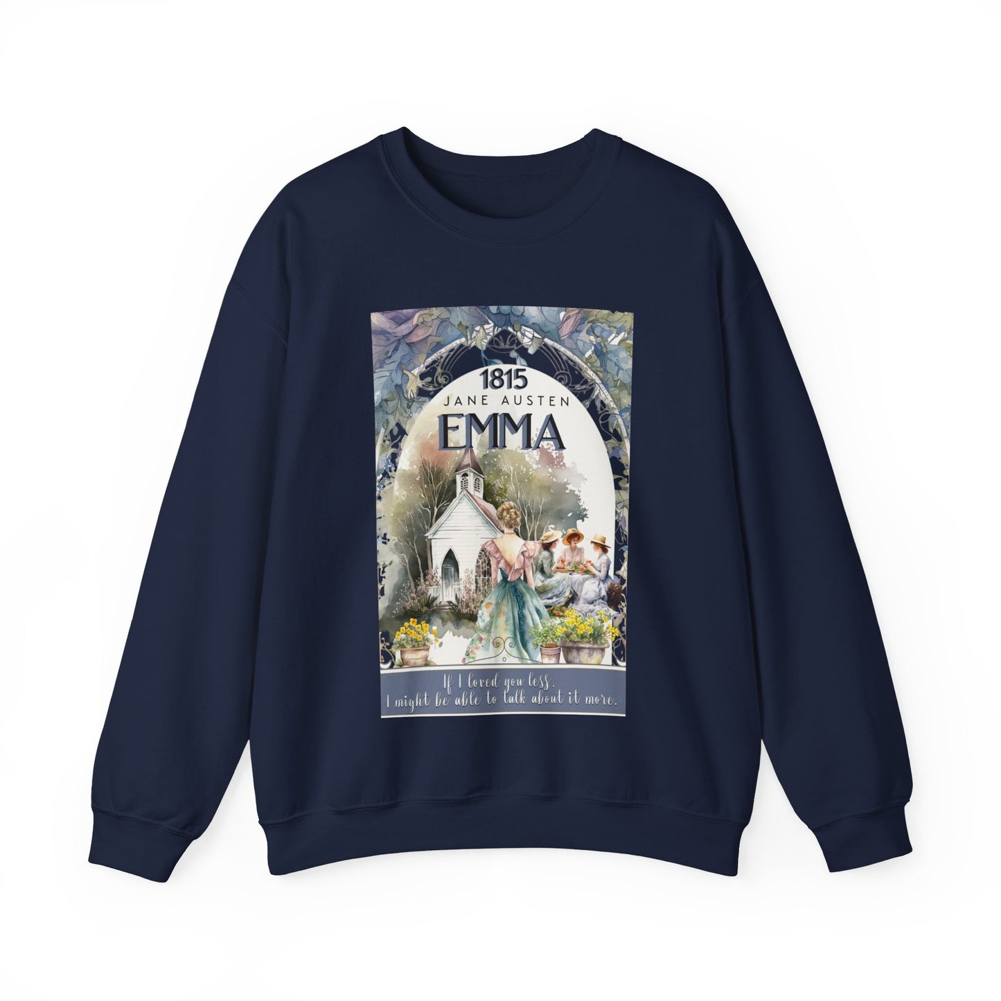 Jane Austen Sweatshirt, Emma Historical Romance Sweater, Bookish Literary Jane Austen Fan Art Gift, Gift for Her, Bookclub Shirt Sweatshirt Printify S Navy