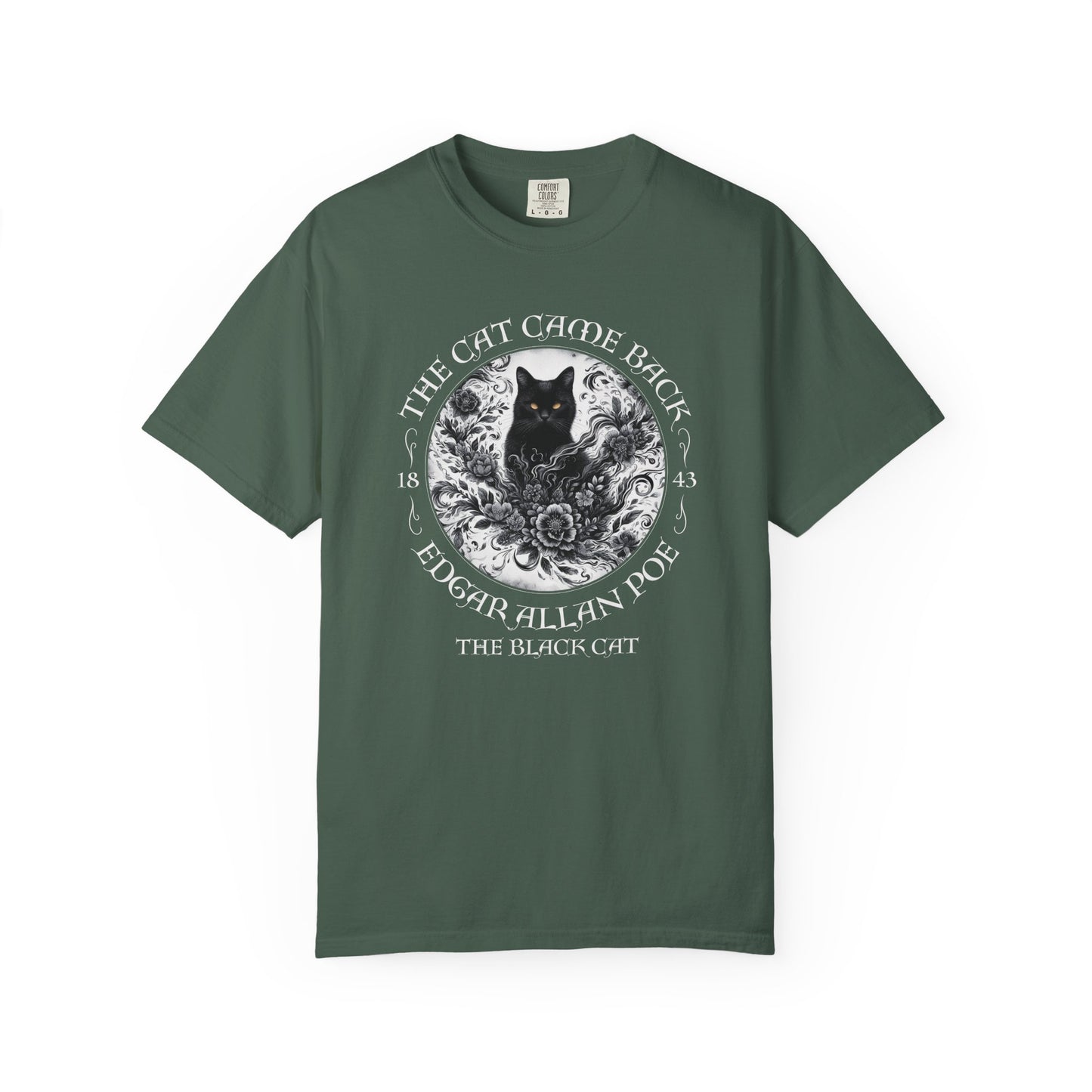 Gothic Cat TShirt Edgar Allan Poe The Black Cat Dark Academia Cottagecore Aesthetic Book Lover Gift Haunting Apparel Halloween Fall Tee T-Shirt Printify Blue Spruce S