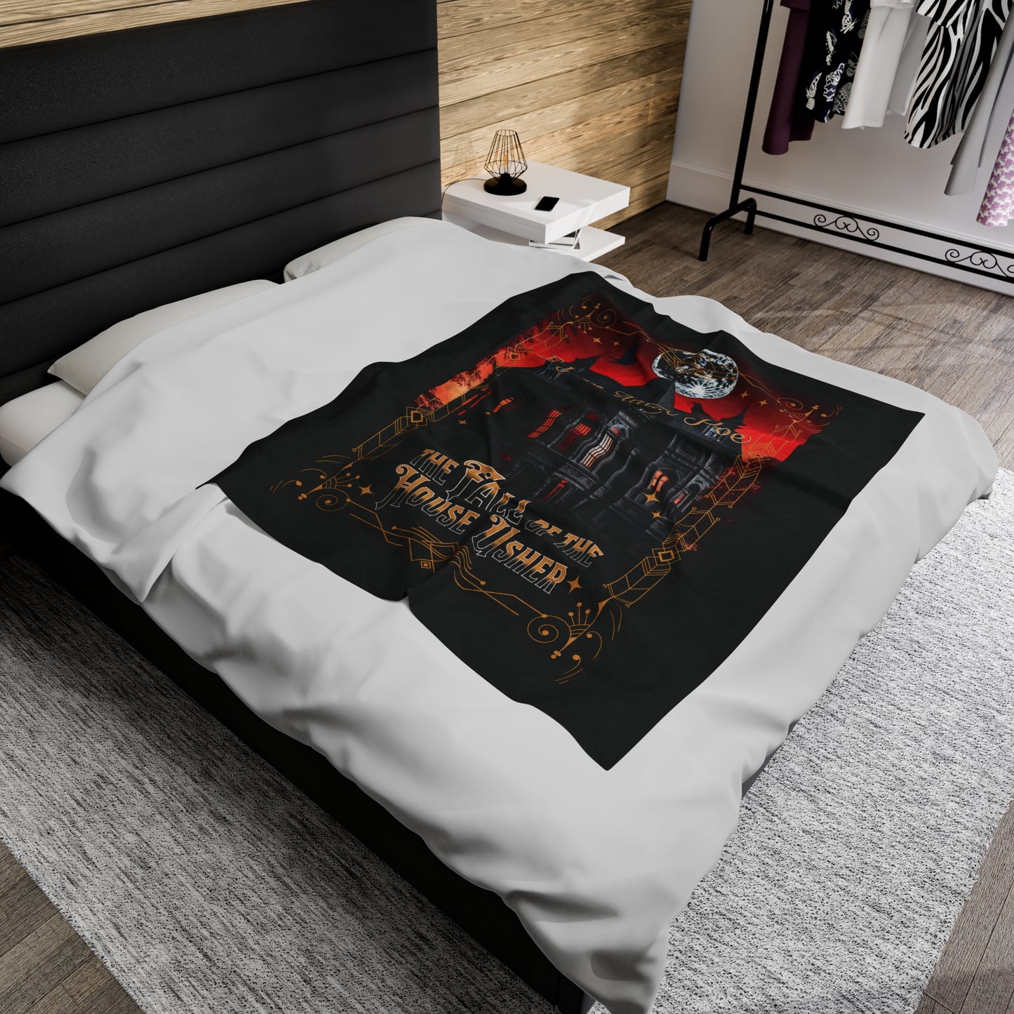 Edgar Allan Poe, The Fall Of The House Of Usher Throw Blanket, Book Lover Reading Blanket, Gothic Dark Academia, Horror Movie Watching Plush All Over Prints Printify