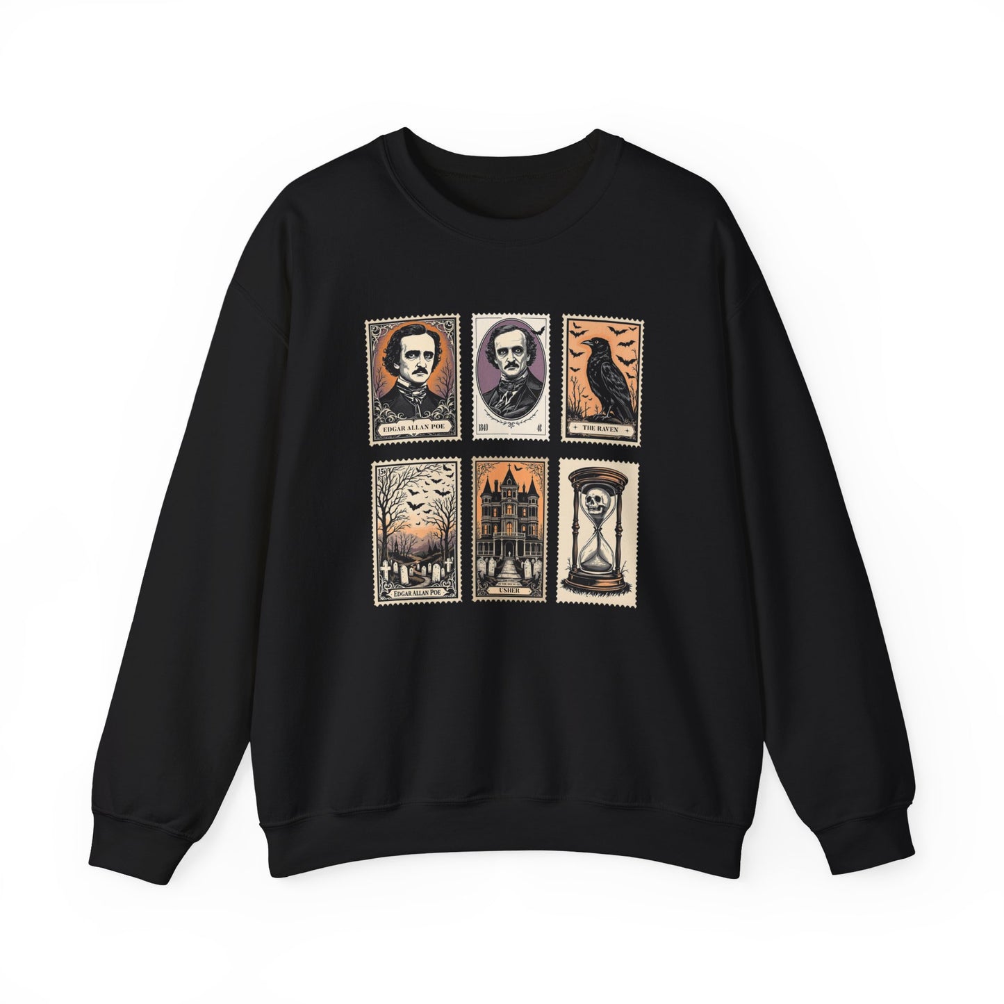 Edgar Allan Poe Sweatshirt The Raven Nevermore Gothic Horror Sweater Dark Academia Macabre Halloween Gift for Book Lovers Birthday Christmas Sweatshirt Printify Black S