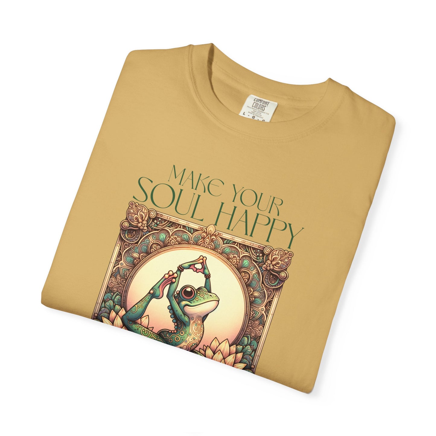 Green Yoga Frog Make Your Soul Happy Unisex T-Shirt, Casual Wear, Highlander Fan Gift, T-Shirt Printify