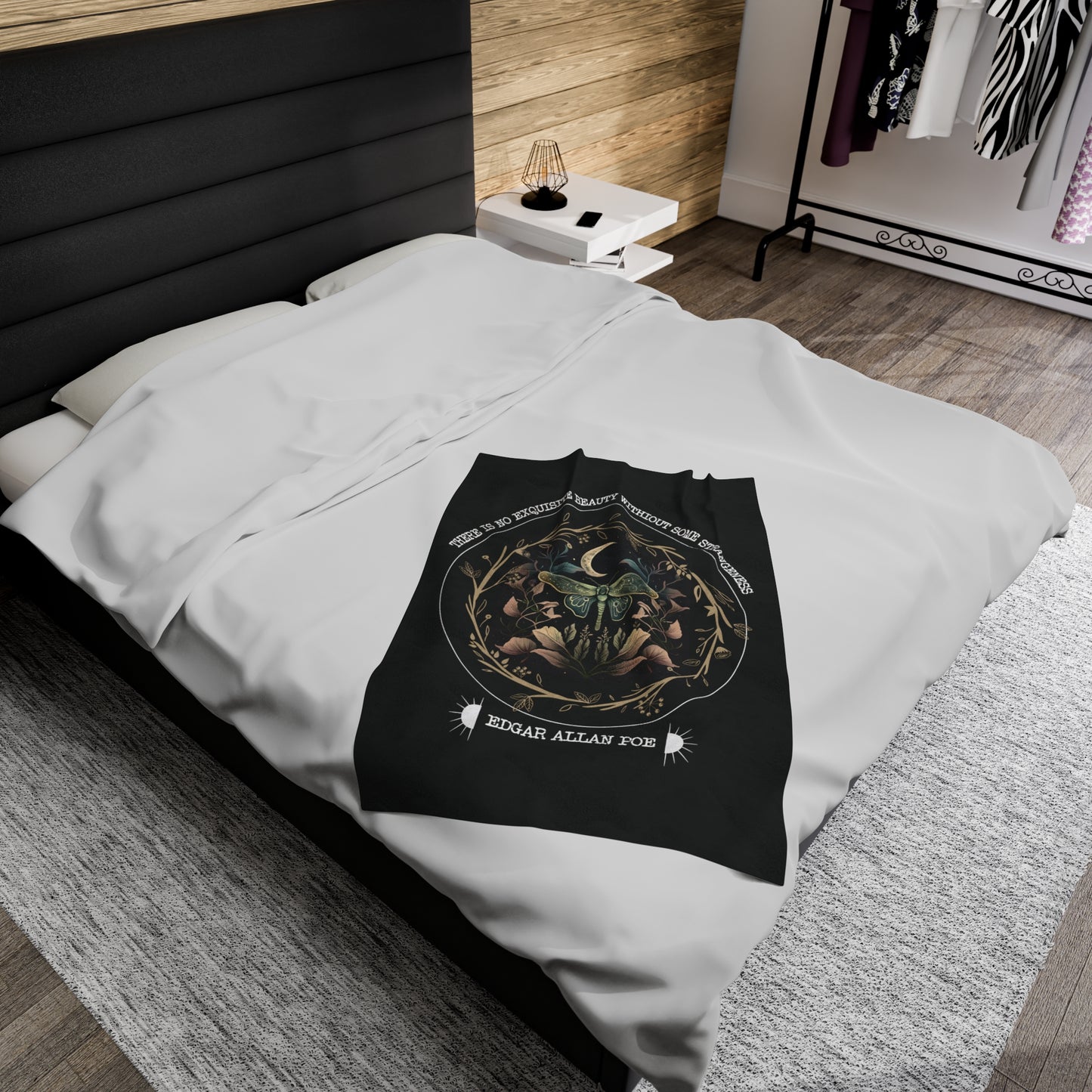 Edgar Allan Poe, Fairycore Nightgarden Throw Blanket, Book Lover Reading Blanket, Gothic Light, Dark Academia, Horror Movie Watching Blanket All Over Prints Printify