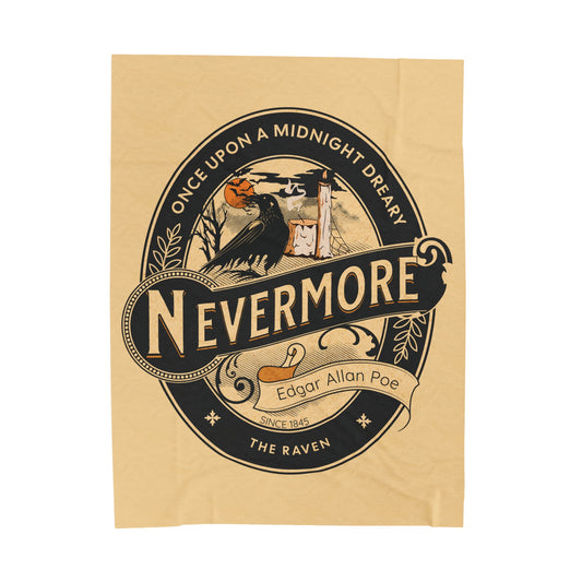 Edgar Allan Poe, Nevermore The Raven Throw Blanket, Book Lover Reading Soft Blanket, Gothic Dark Academia, Horror Movie Watching Plush Throw All Over Prints Printify 60" × 80"
