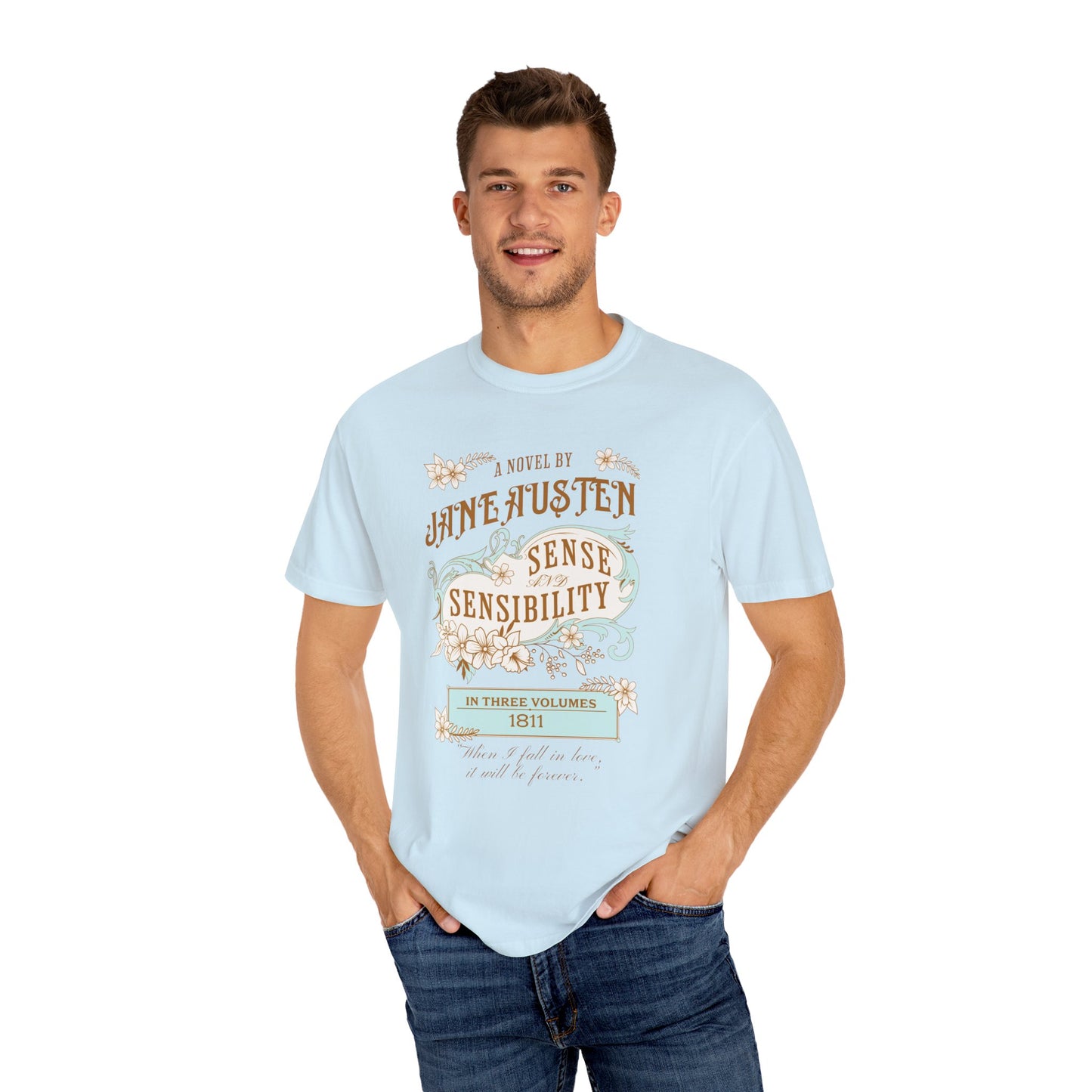 Jane Austen T-Shirt, Sense & Sensibility Historical Romance Comfort Colors Tee, Bookish Literary Jane Austen Fan Art Gift for Her, Readers, T-Shirt Printify