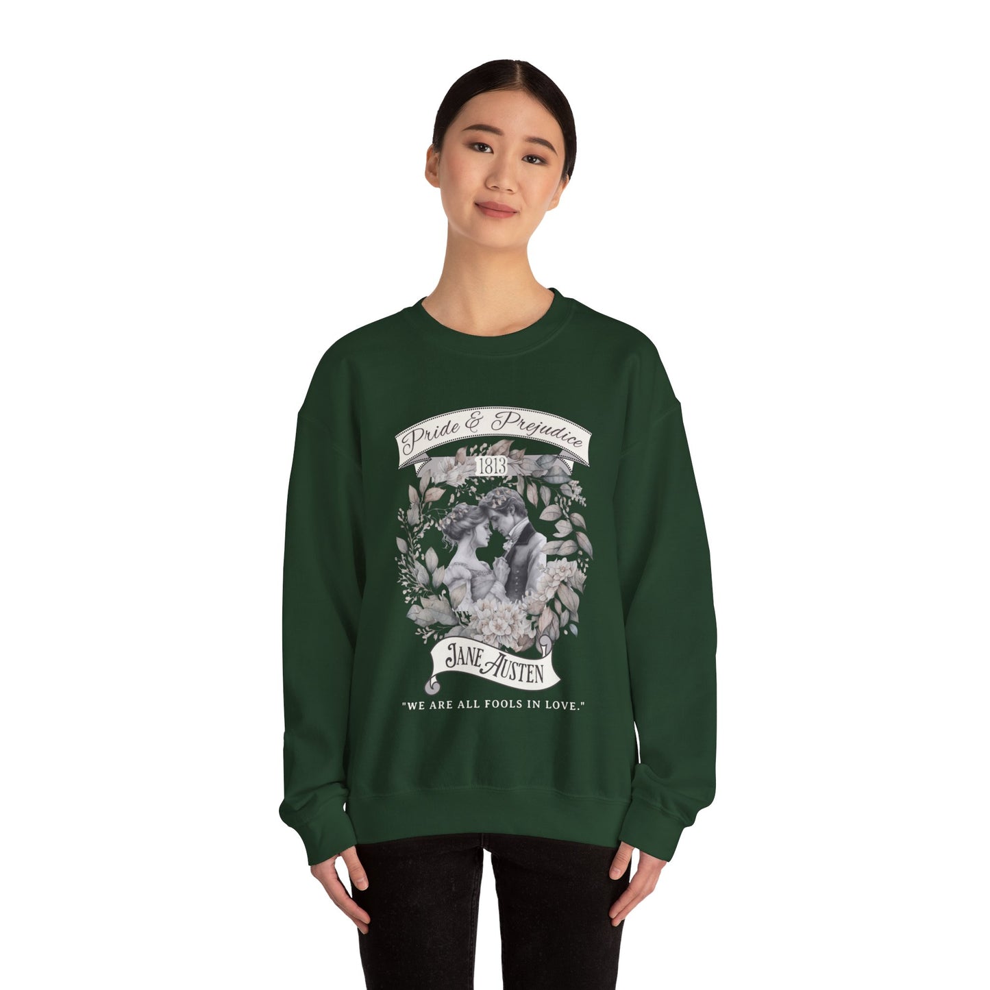 Jane Austen Sweatshirt, Pride & Prejudice Historical Romance Sweater, Bookish Literary Jane Austen Fan Art Gift, Gift for Her, Readers, Sweatshirt Printify