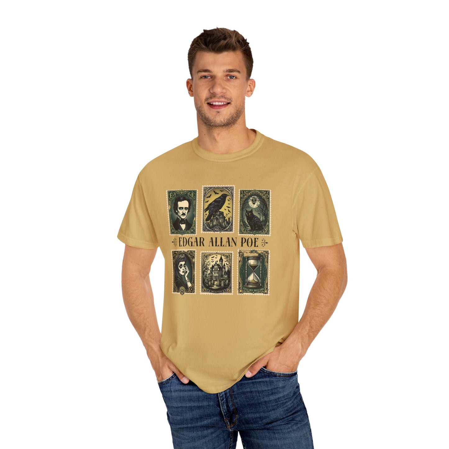 Edgar Allan Poe T-Shirt Gothic Graphic Tee The Raven Nevermore Quote Horror Literature Shirt Dark Academia Aesthetic Halloween Party Gift T-Shirt Printify