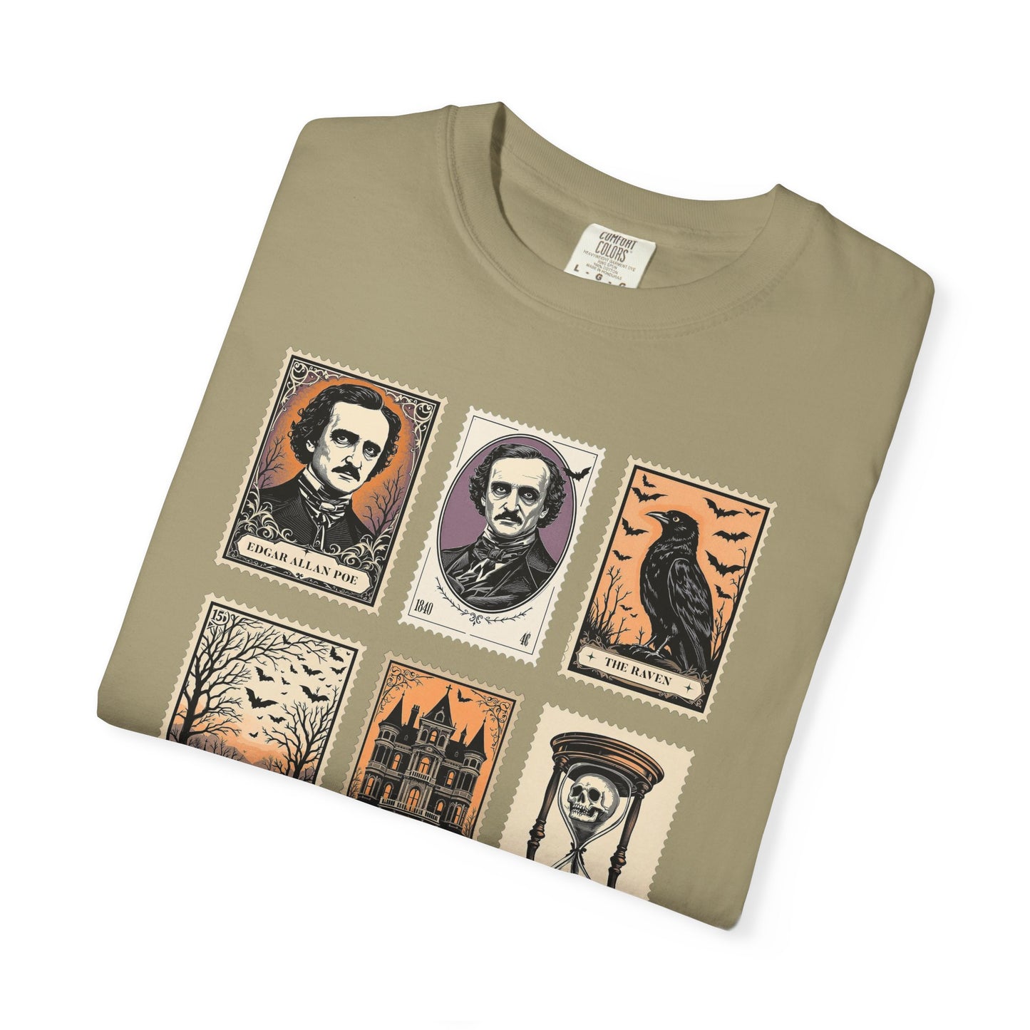 Edgar Allan Poe T-Shirt Gothic Graphic Tee The Raven Nevermore Quote Horror Literature Shirt Dark Academia Aesthetic Halloween Party Gift