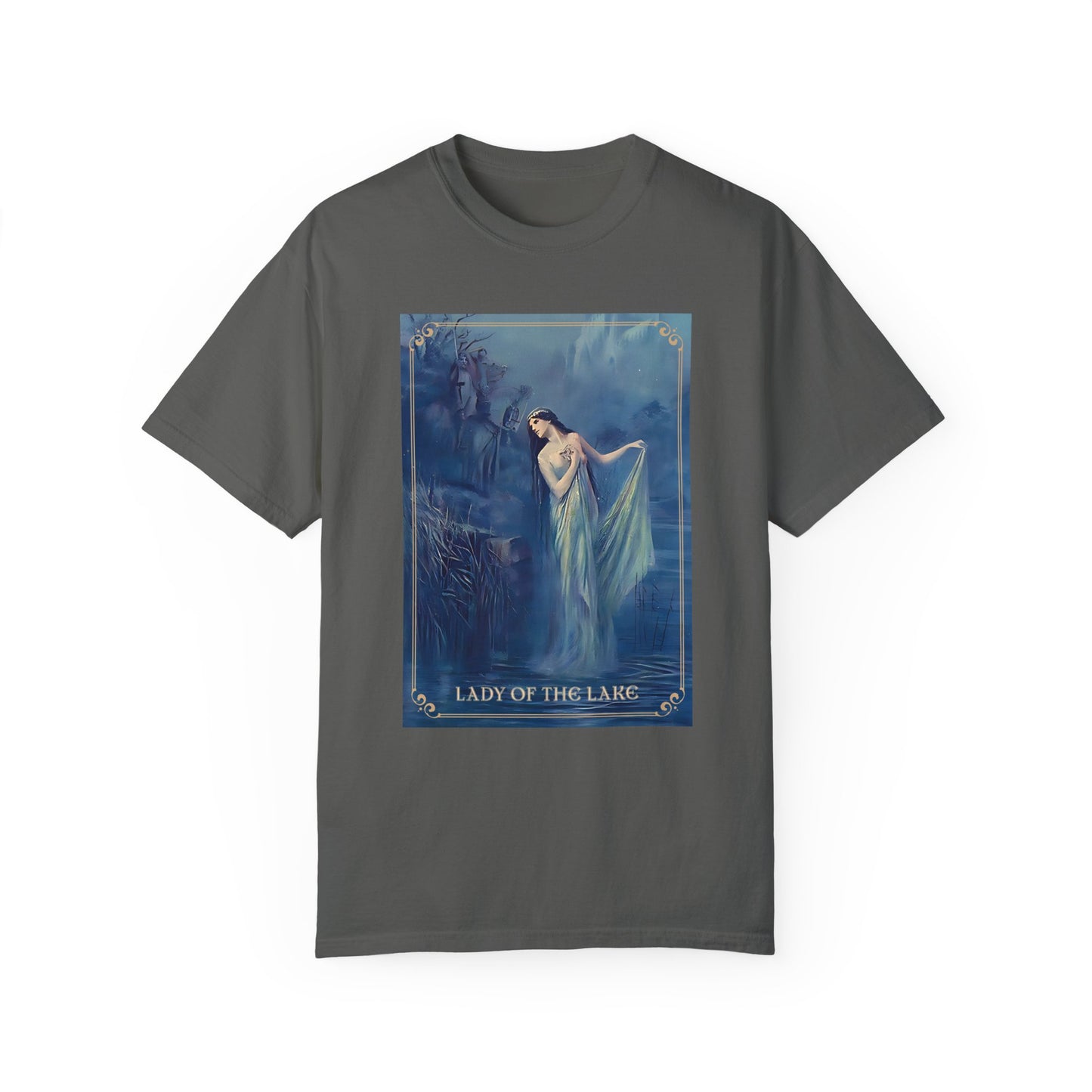 Lady of the Lake Print Unisex T-Shirt Perfect Renfaire Medieval Festival Shirt Mystical Vintage Tee Fairy Tale Merch Fantasy Lover Gifts T-Shirt Printify Pepper S