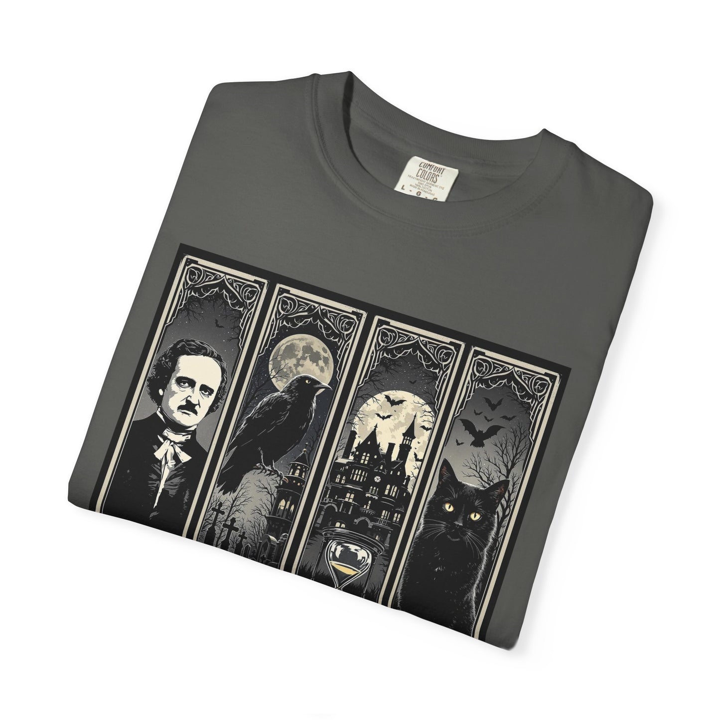 Edgar Allan Poe T-Shirt Gothic Graphic Tee The Raven Nevermore Quote Horror Literature Shirt Dark Academia Aesthetic Halloween Party Gift