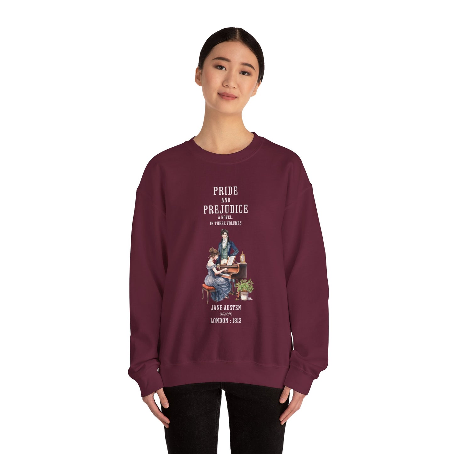 Jane Austen Sweatshirt, Pride & Prejudice Historical Romance Sweater, Bookish Literary Jane Austen Fan Art Gift for Her, Bookclub Shirt Sweatshirt Printify