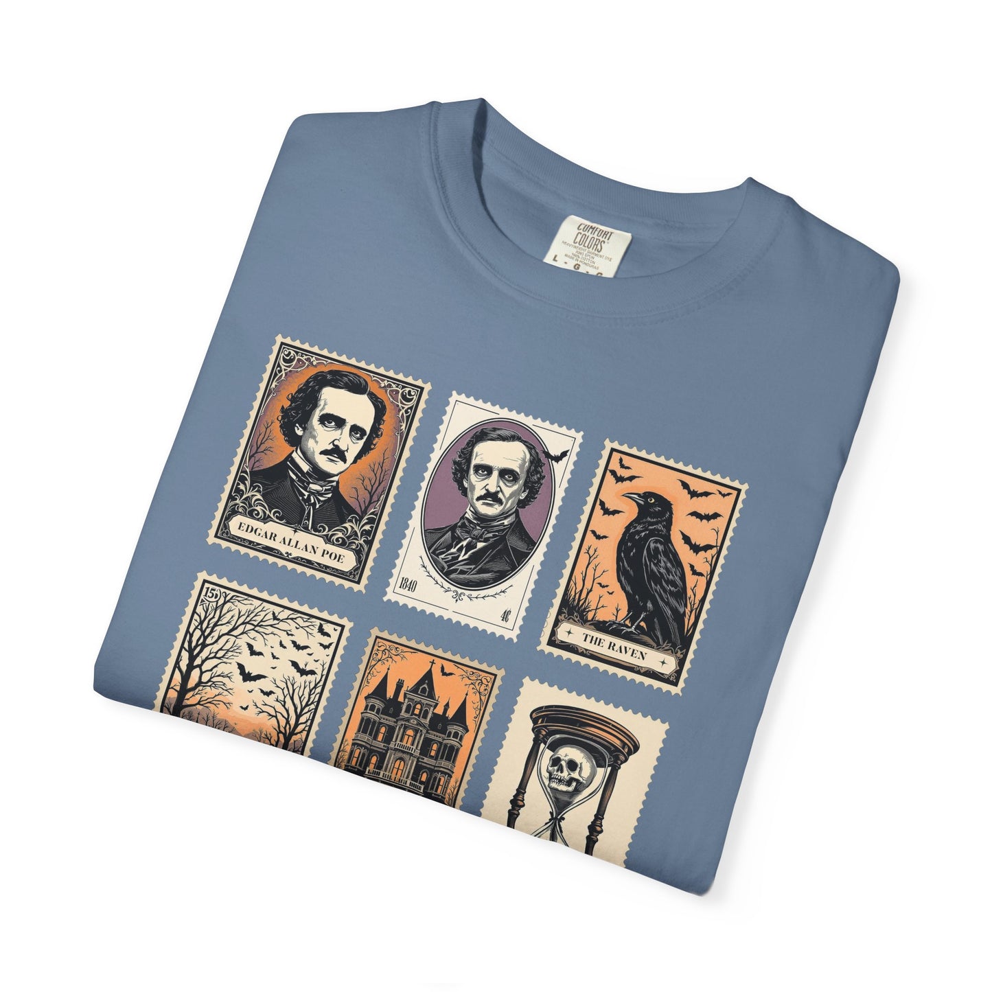 Edgar Allan Poe T-Shirt Gothic Graphic Tee The Raven Nevermore Quote Horror Literature Shirt Dark Academia Aesthetic Halloween Party Gift