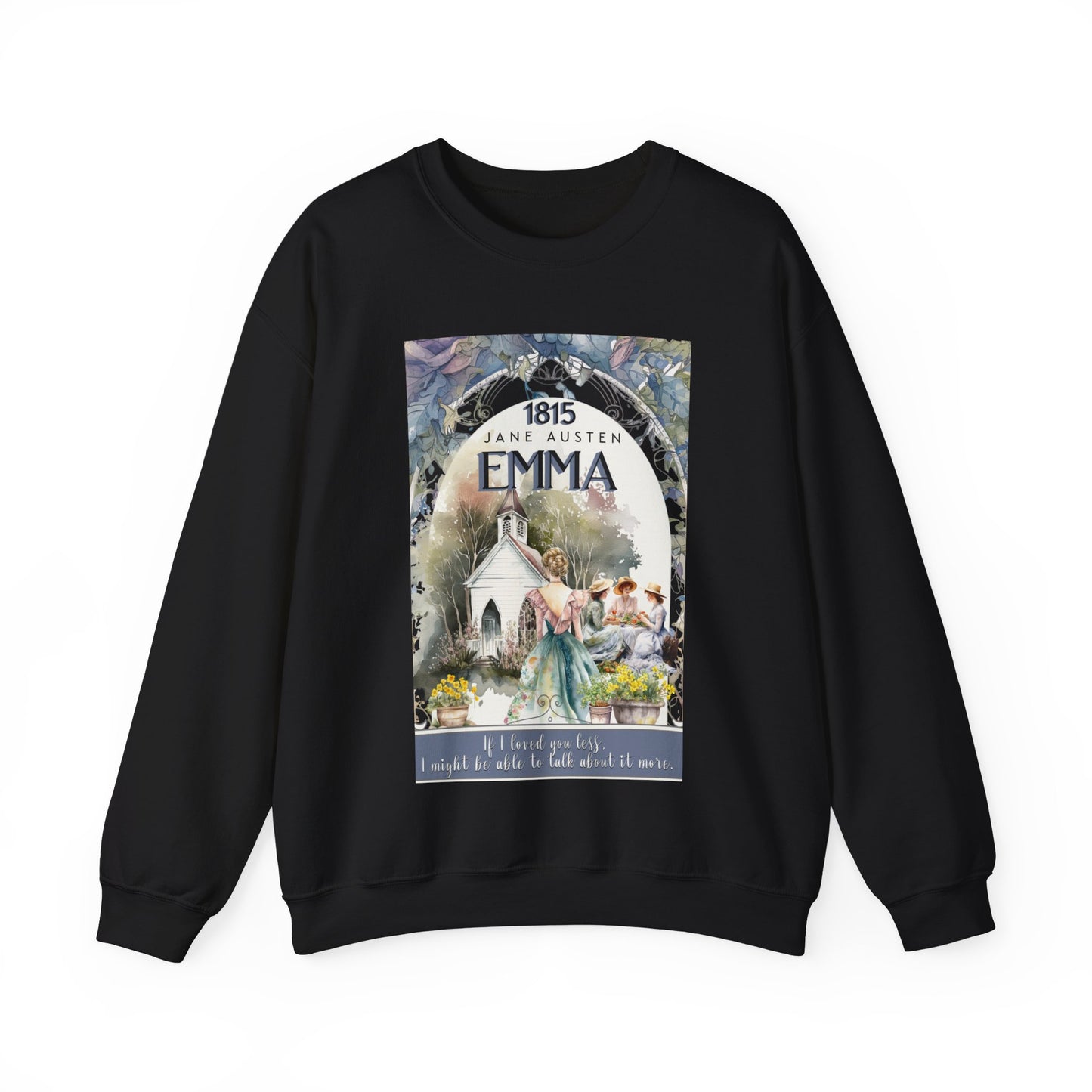 Jane Austen Sweatshirt, Emma Historical Romance Sweater, Bookish Literary Jane Austen Fan Art Gift, Gift for Her, Bookclub Shirt Sweatshirt Printify S Black